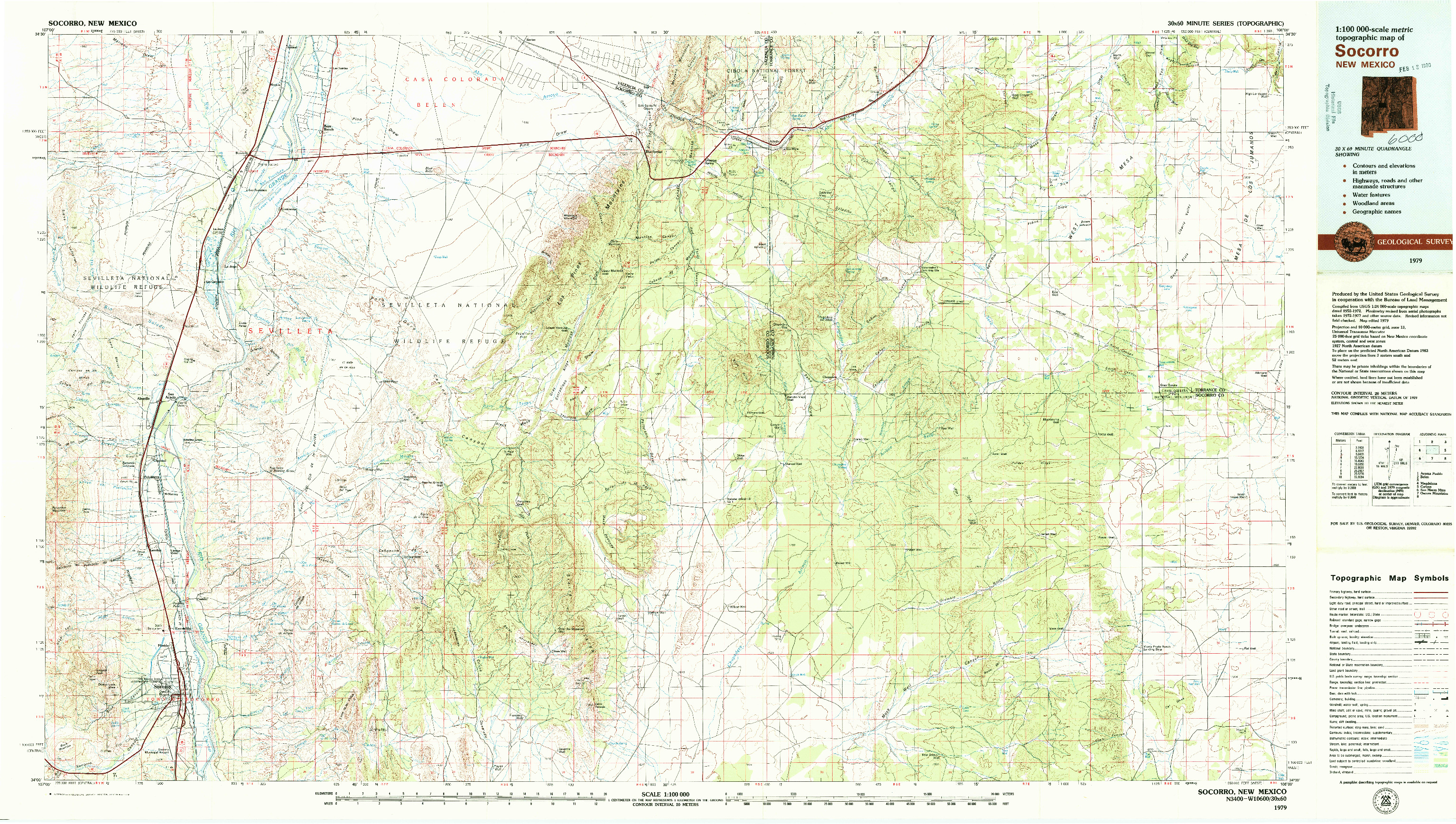 USGS 1:100000-SCALE QUADRANGLE FOR SOCORRO, NM 1979