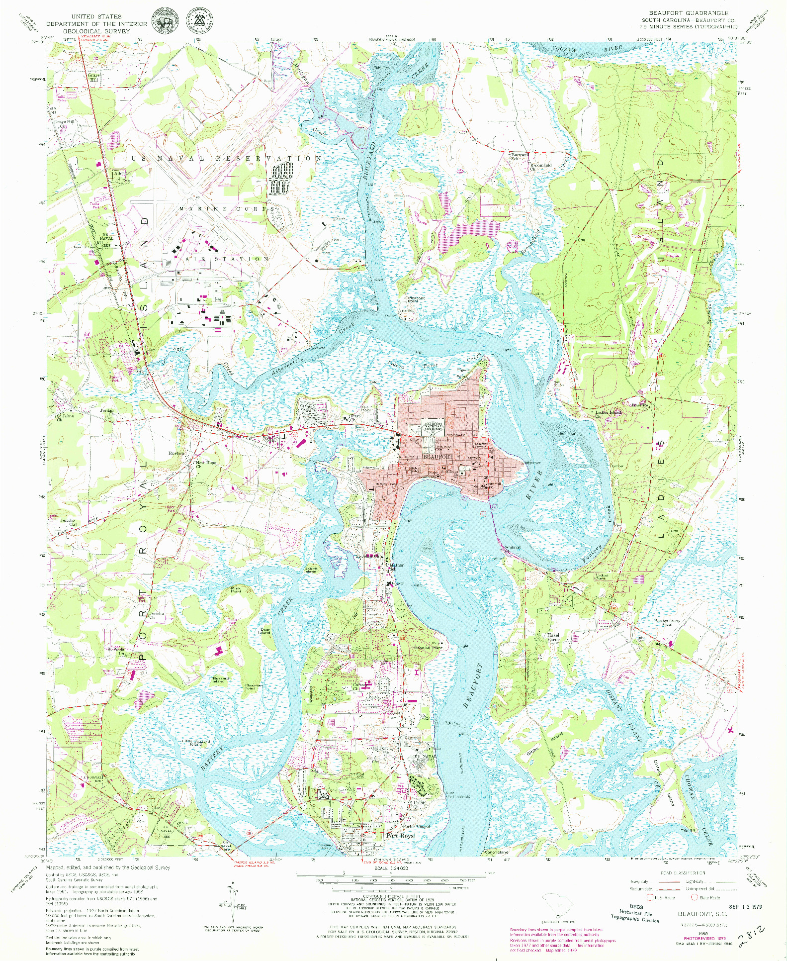 USGS 1:24000-SCALE QUADRANGLE FOR BEAUFORT, SC 1958