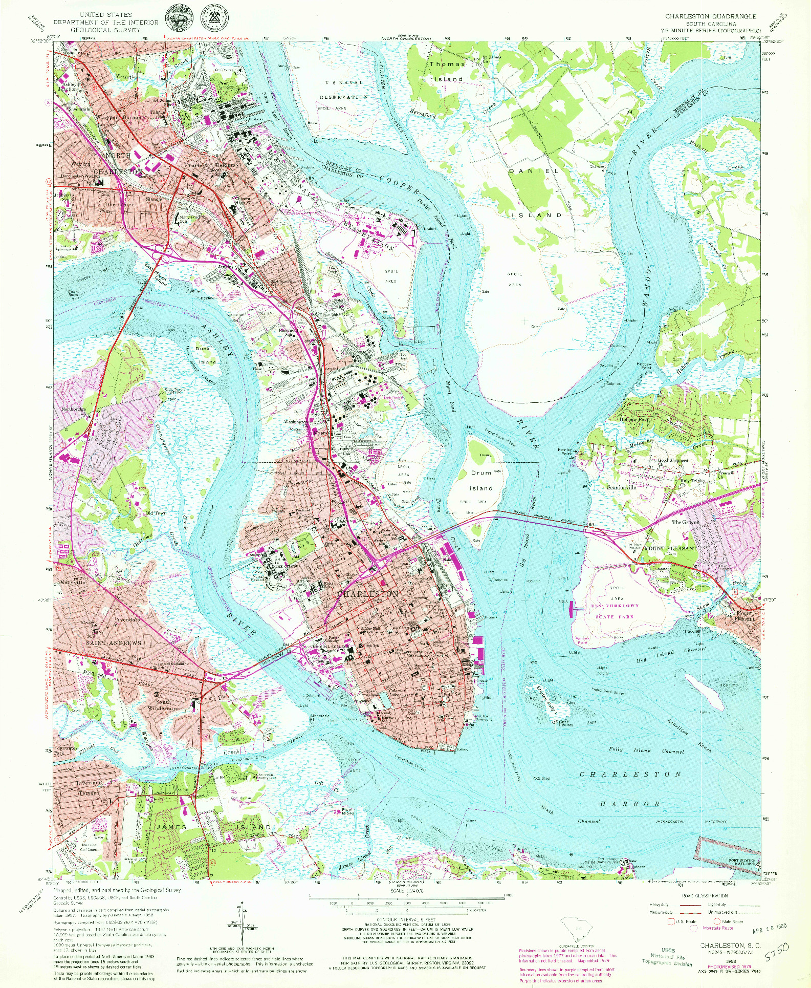 USGS 1:24000-SCALE QUADRANGLE FOR CHARLESTON, SC 1958