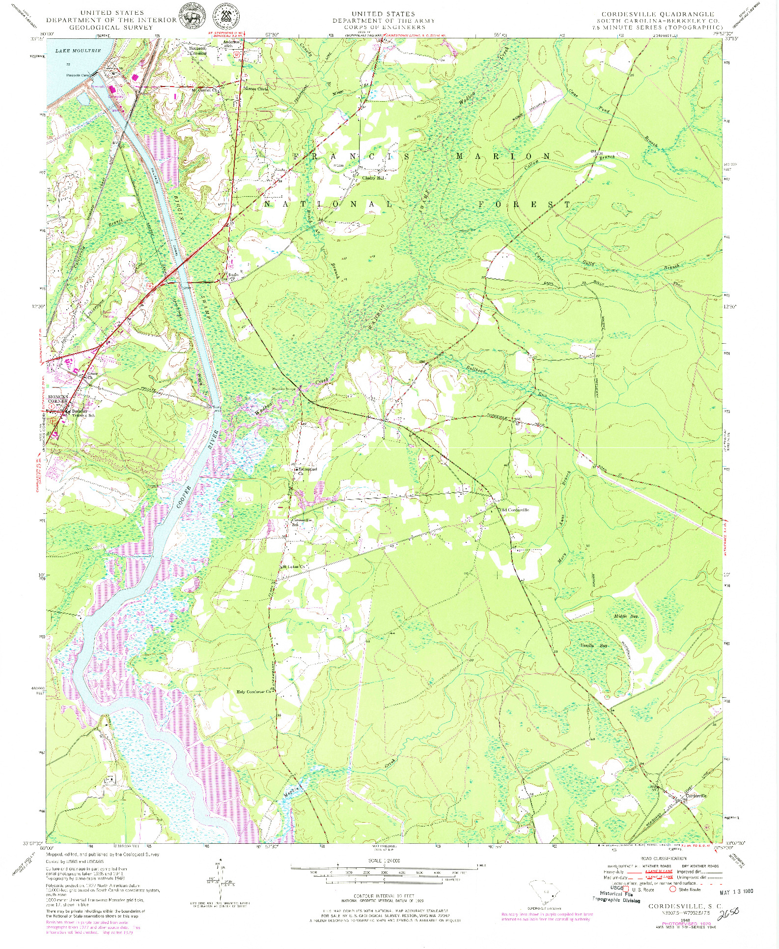 USGS 1:24000-SCALE QUADRANGLE FOR CORDESVILLE, SC 1948