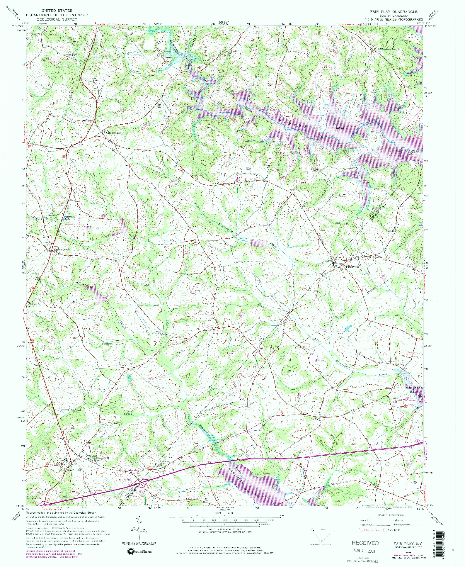 USGS 1:24000-SCALE QUADRANGLE FOR FAIR PLAY, SC 1958