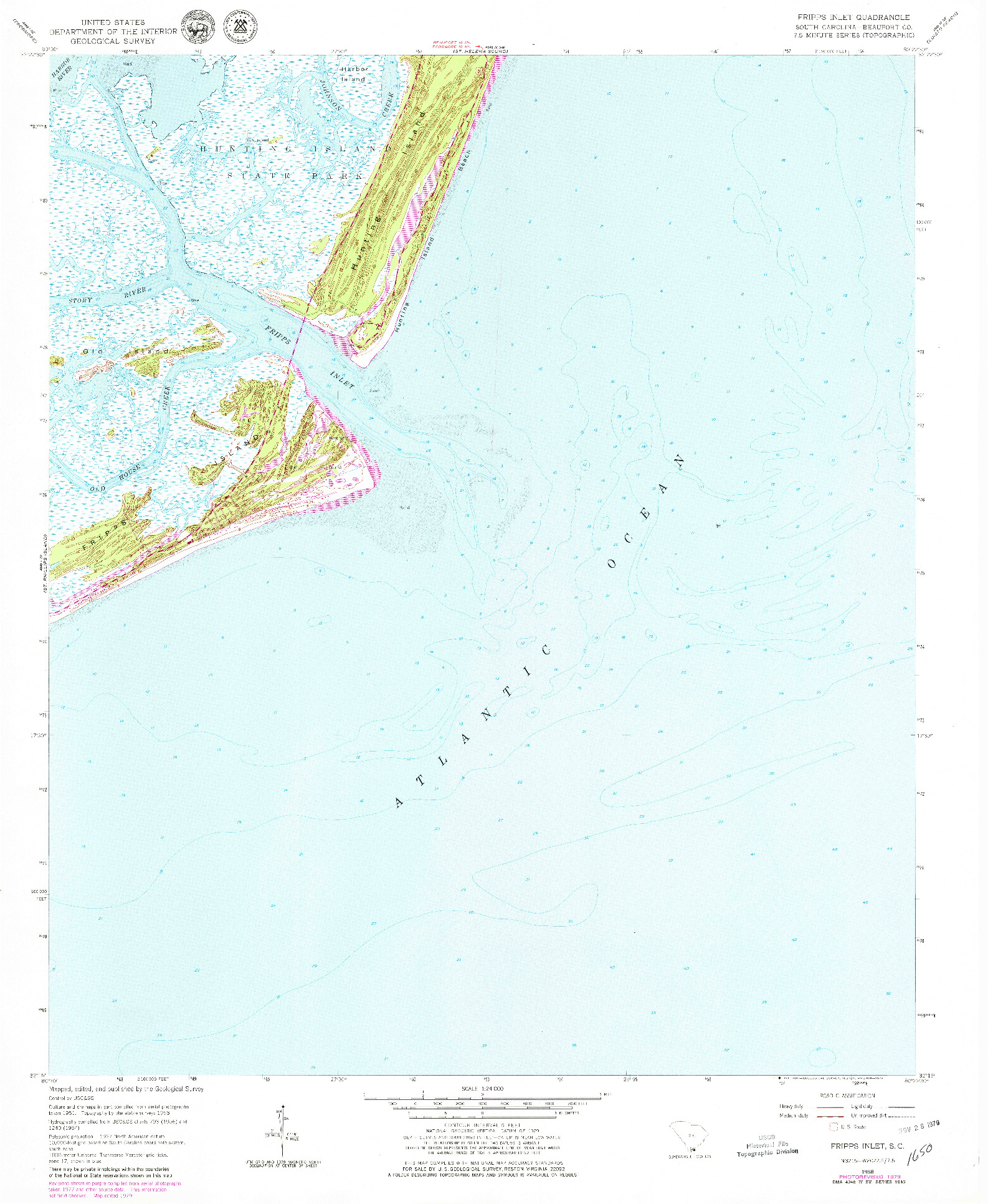 USGS 1:24000-SCALE QUADRANGLE FOR FRIPPS INLET, SC 1958