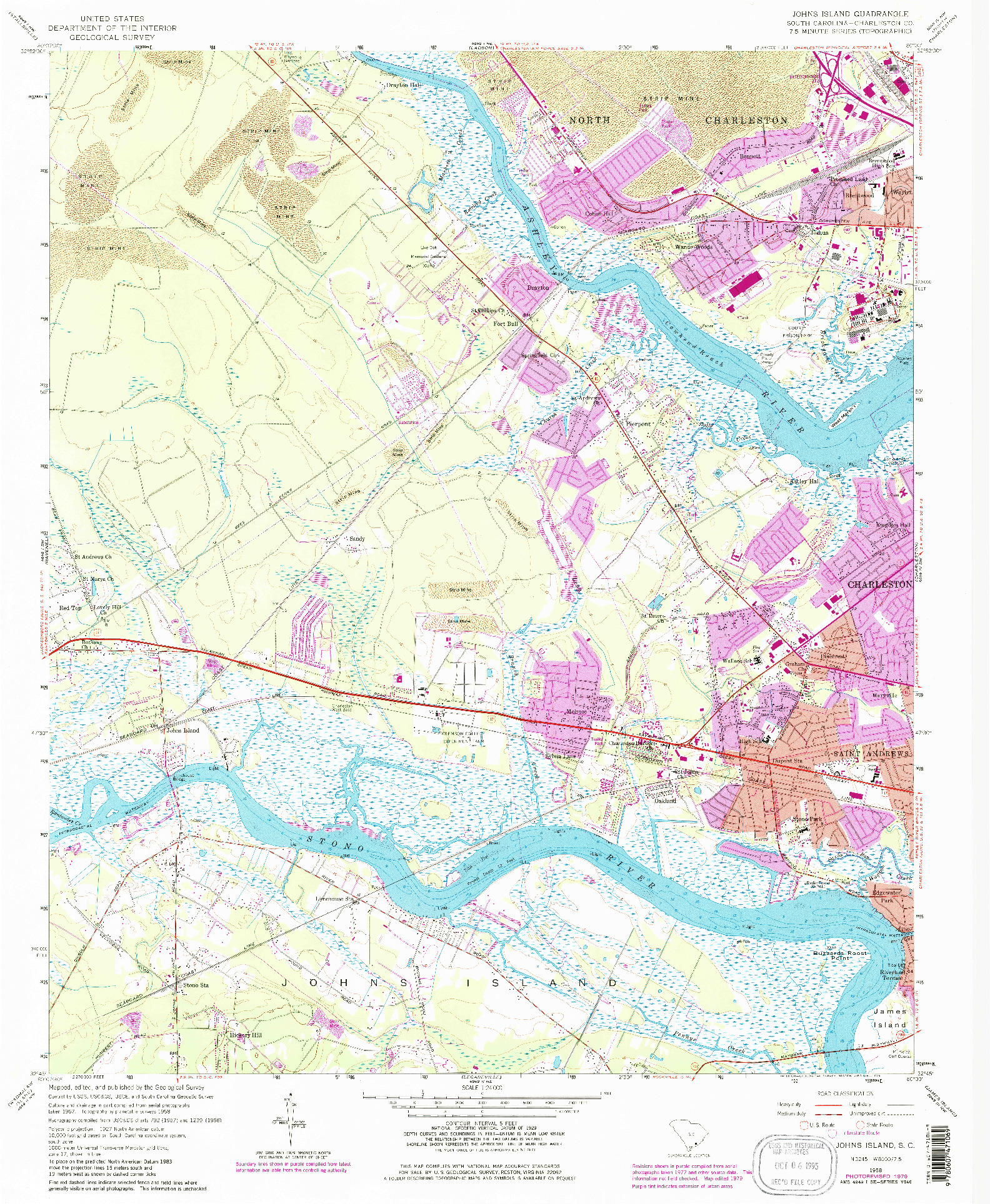 USGS 1:24000-SCALE QUADRANGLE FOR JOHNS ISLAND, SC 1958