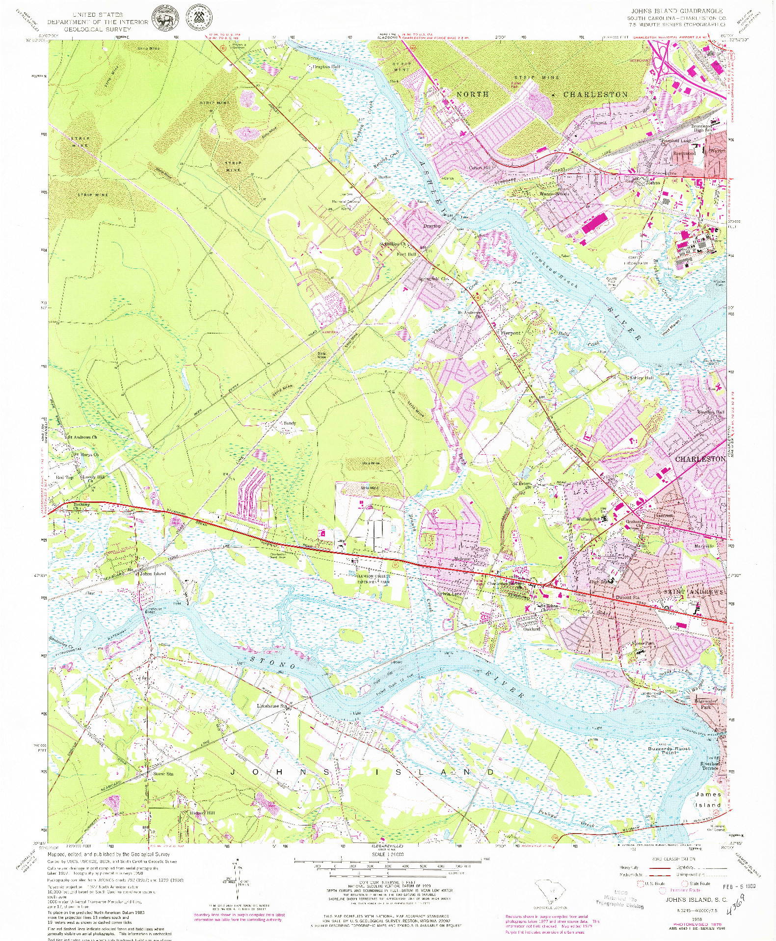 USGS 1:24000-SCALE QUADRANGLE FOR JOHNS ISLAND, SC 1958