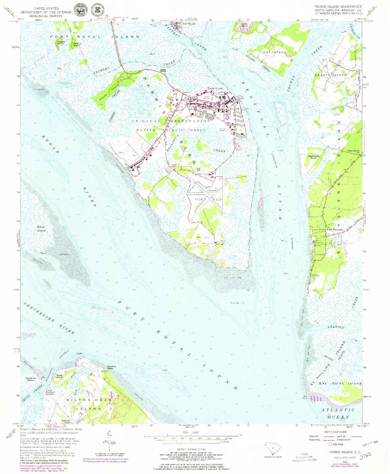 USGS 1:24000-SCALE QUADRANGLE FOR PARRIS ISLAND, SC 1956