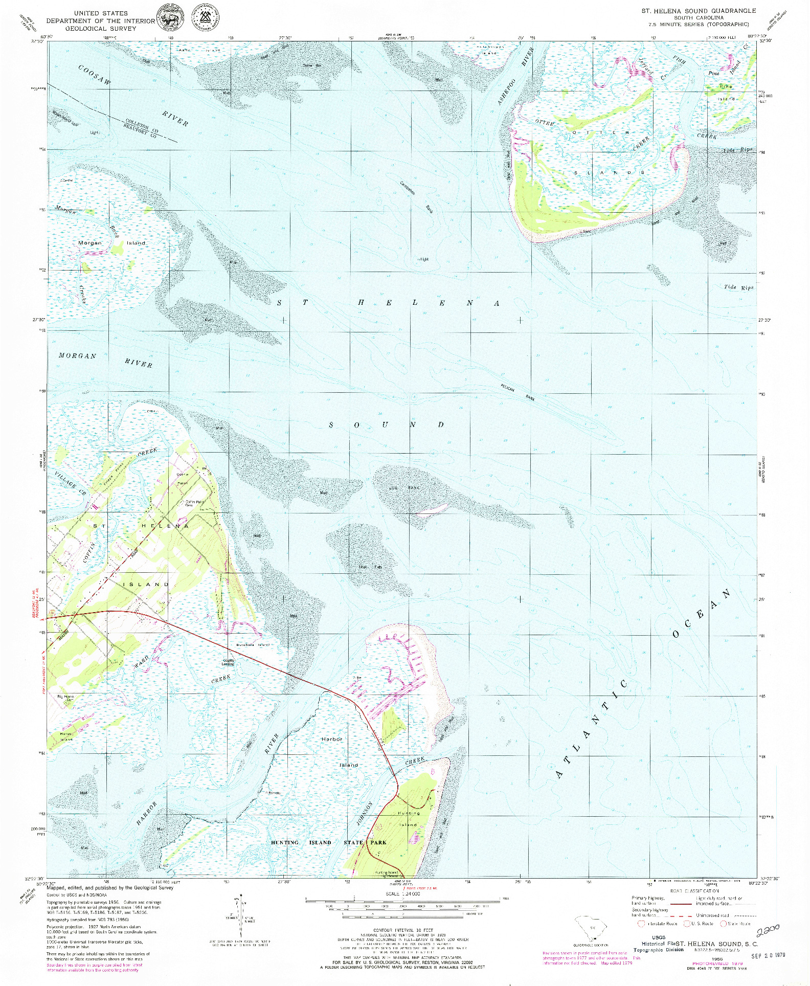 USGS 1:24000-SCALE QUADRANGLE FOR ST. HELENA SOUND, SC 1956