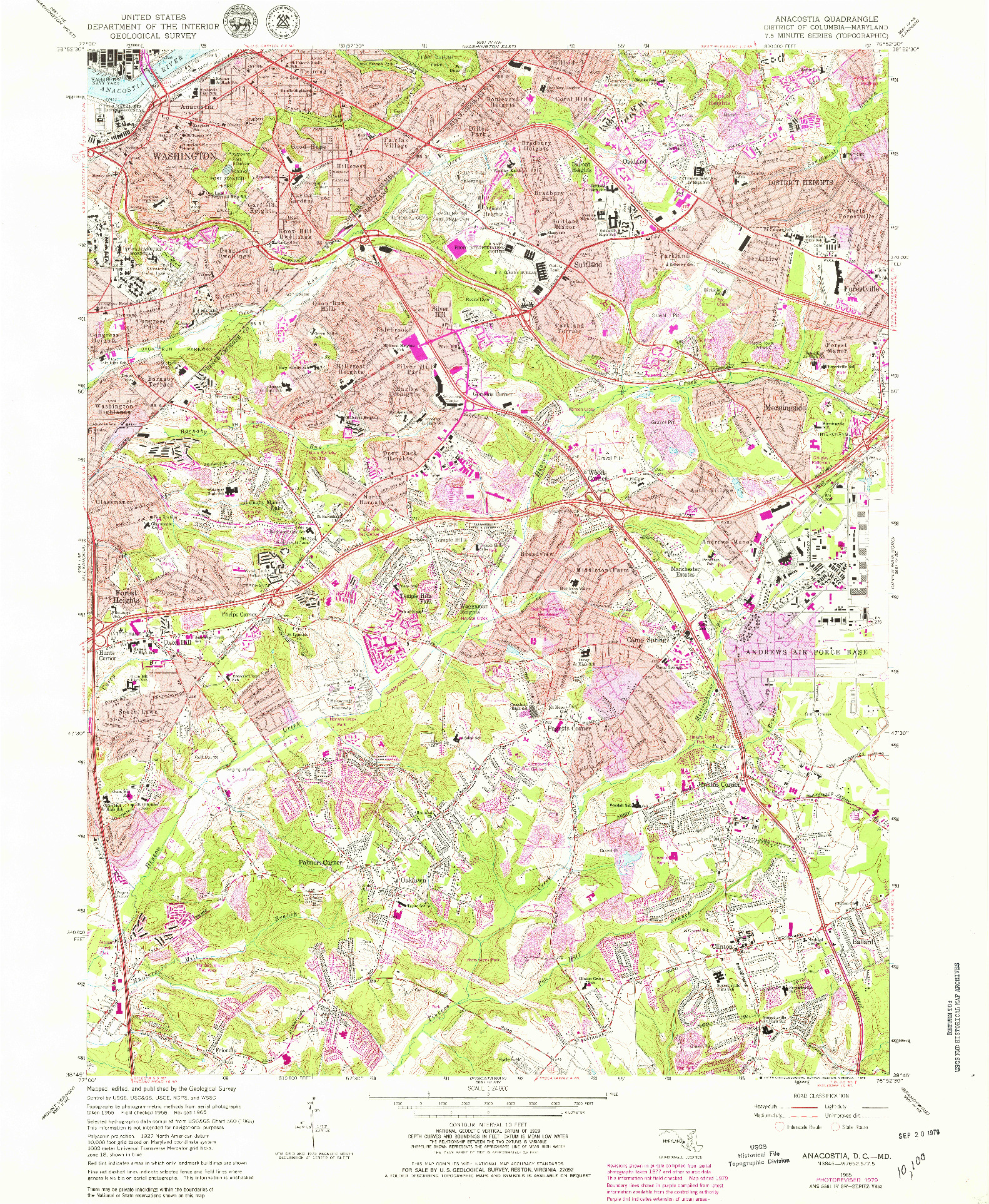 USGS 1:24000-SCALE QUADRANGLE FOR ANACOSTIA, DC 1965