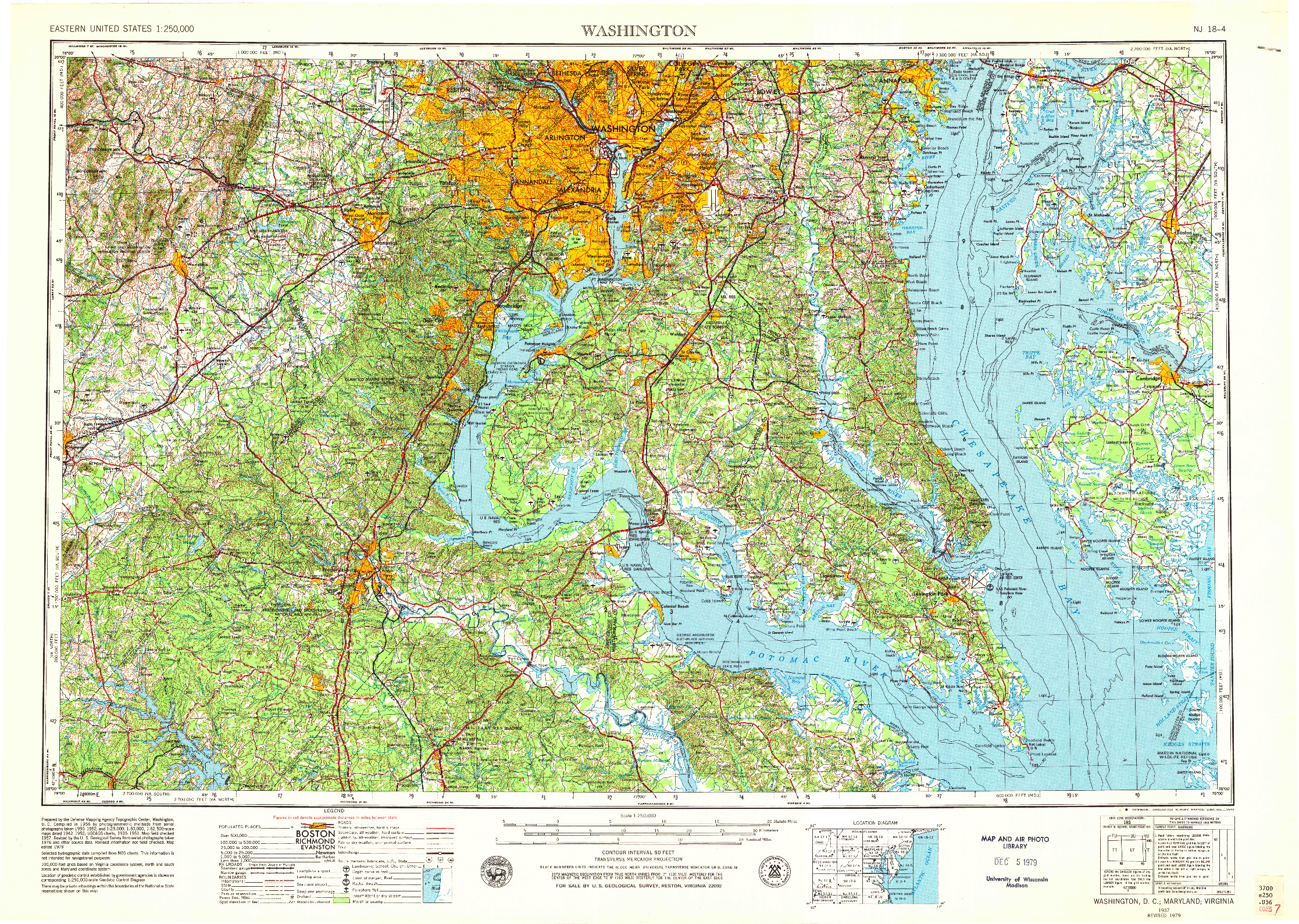 USGS 1:250000-SCALE QUADRANGLE FOR WASHINGTON, DC 1957