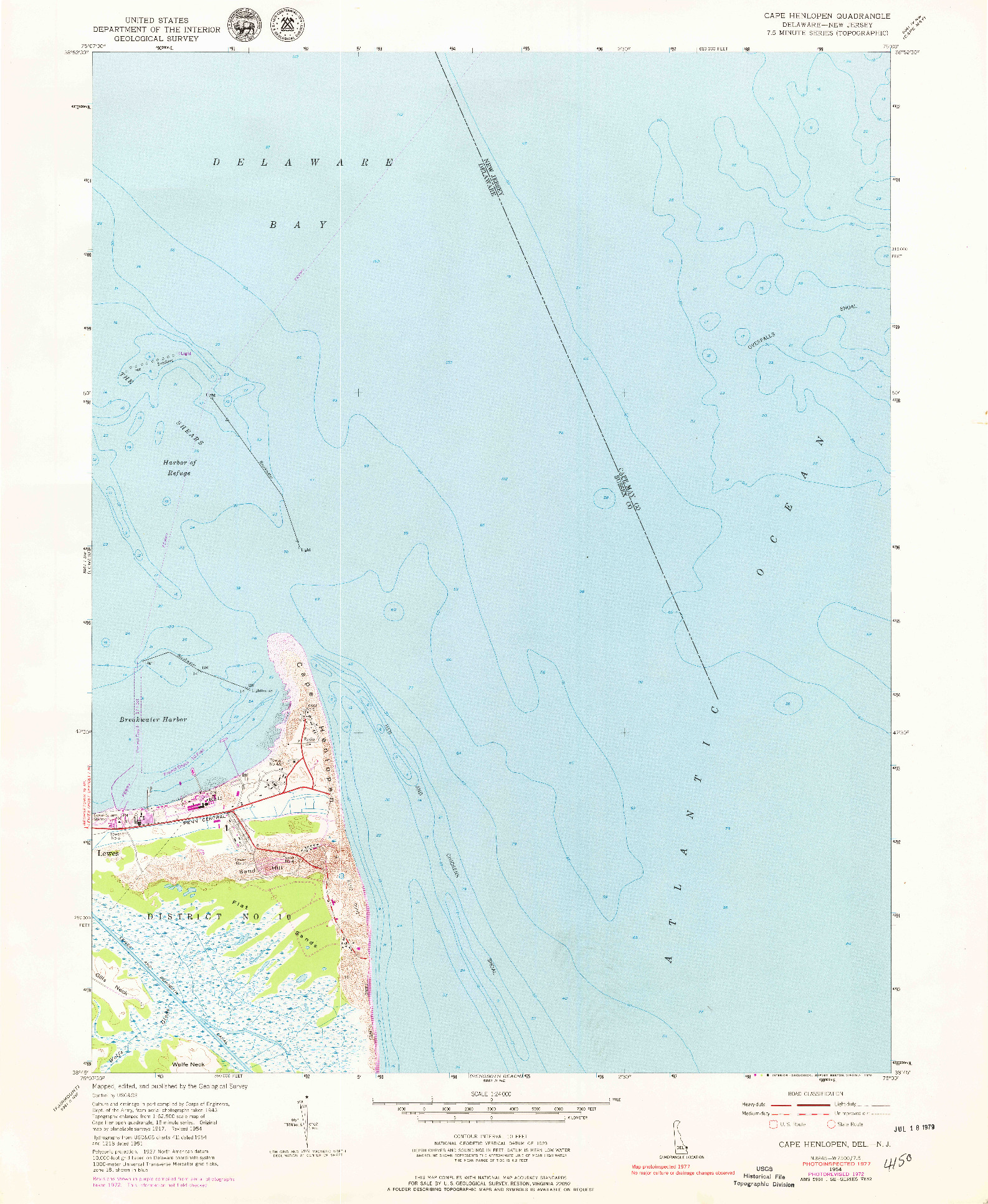 USGS 1:24000-SCALE QUADRANGLE FOR CAPE HENLOPEN, DE 1954