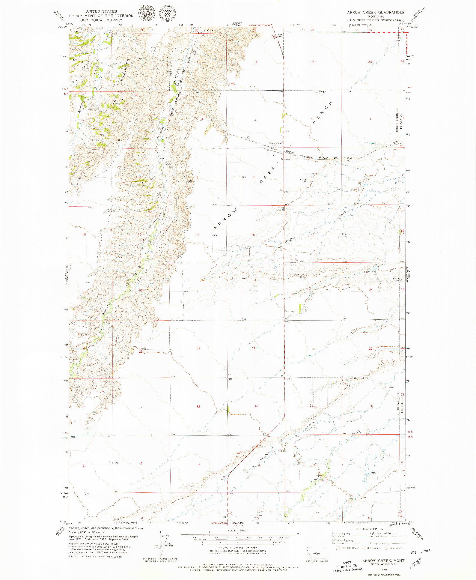 USGS 1:24000-SCALE QUADRANGLE FOR ARROW CREEK, MT 1979