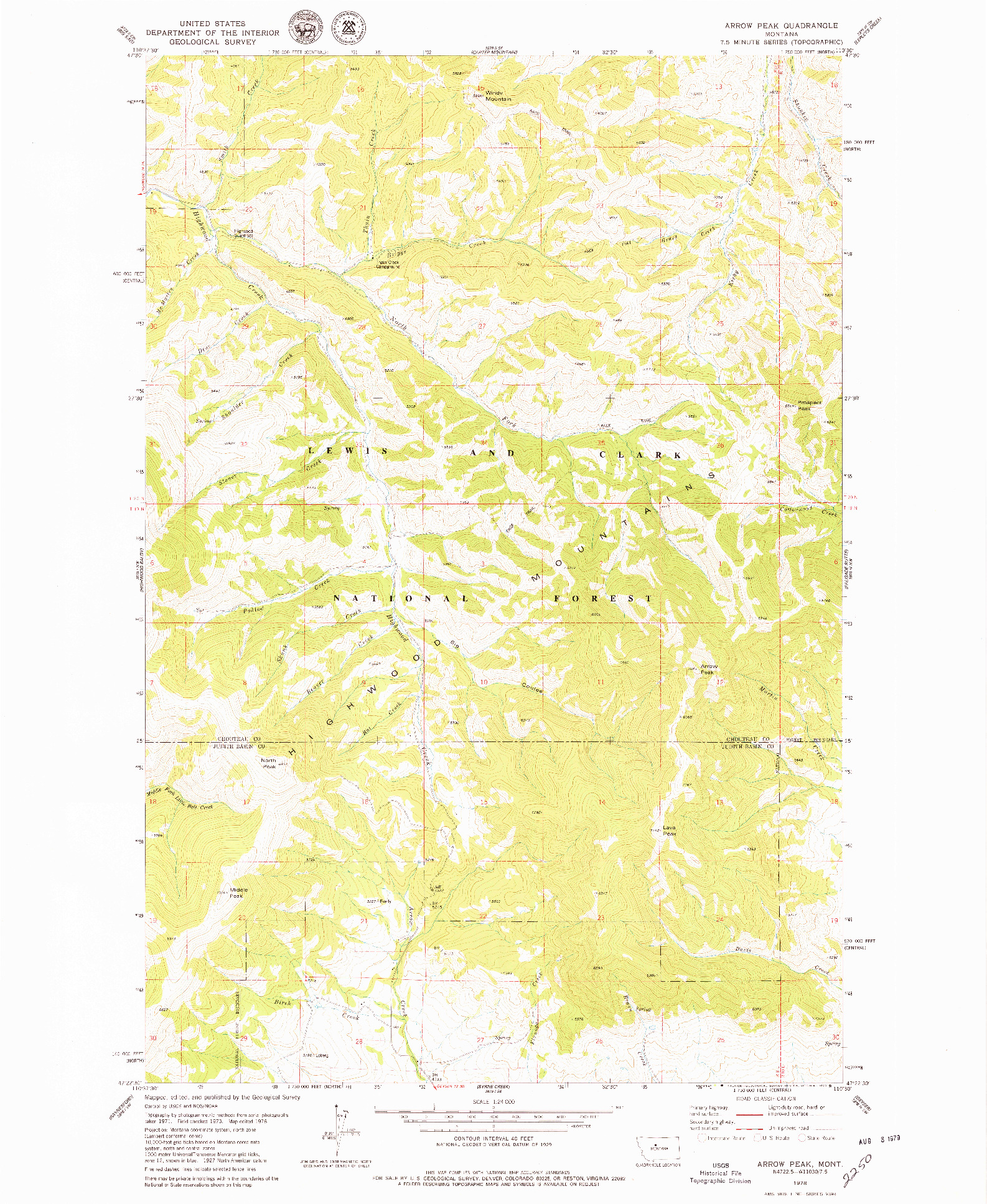 USGS 1:24000-SCALE QUADRANGLE FOR ARROW PEAK, MT 1978