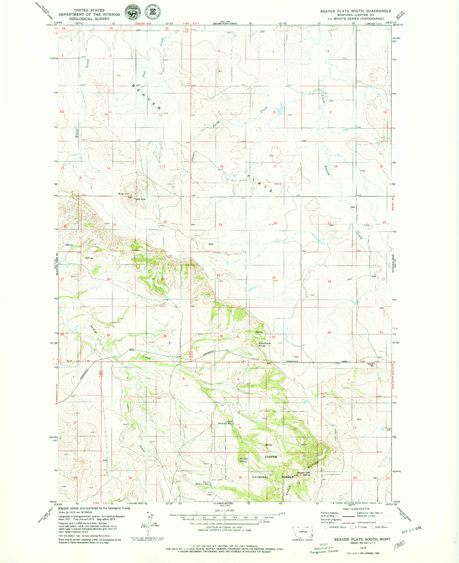 USGS 1:24000-SCALE QUADRANGLE FOR BEAVER FLATS SOUTH, MT 1979