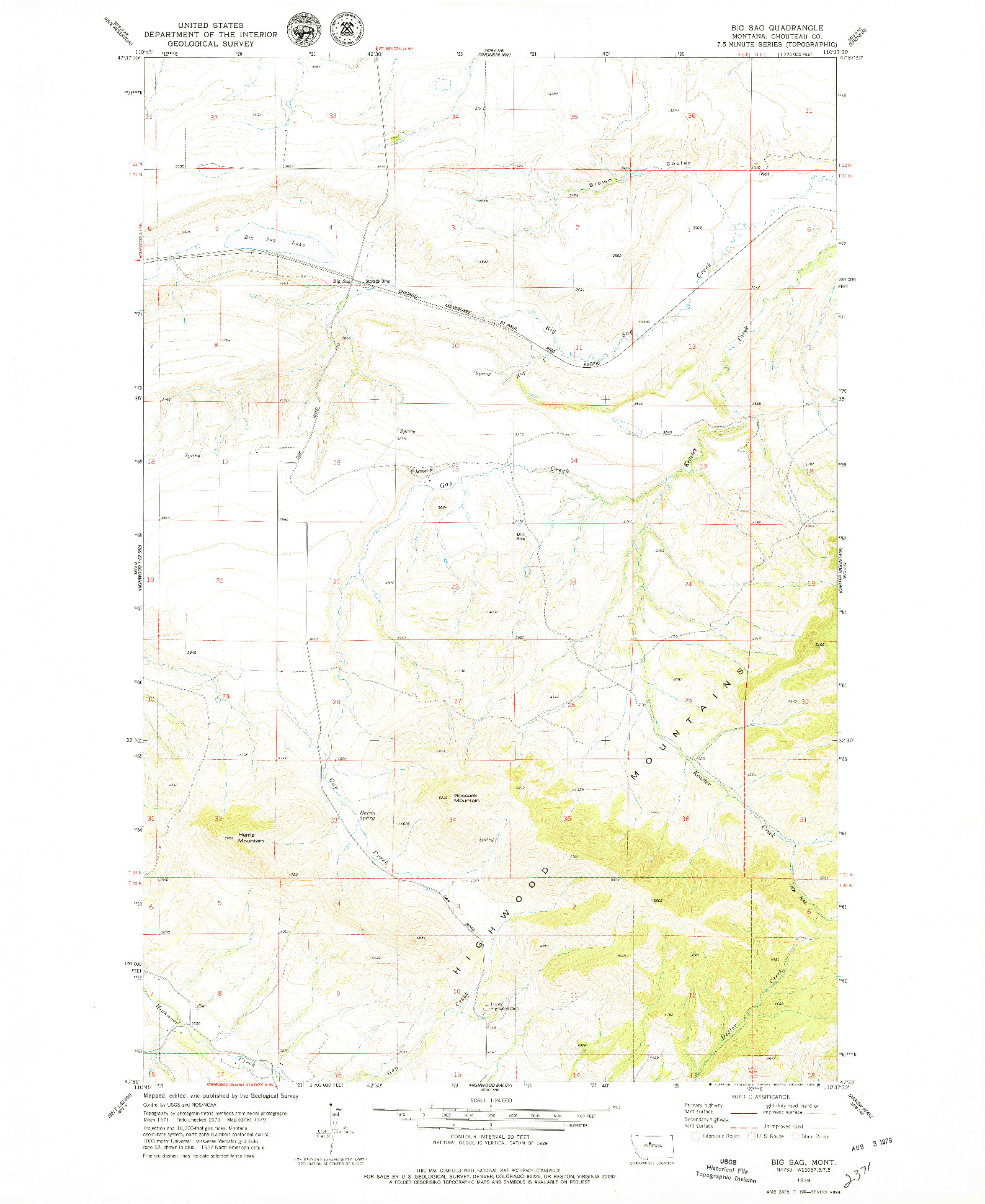 USGS 1:24000-SCALE QUADRANGLE FOR BIG SAG, MT 1979