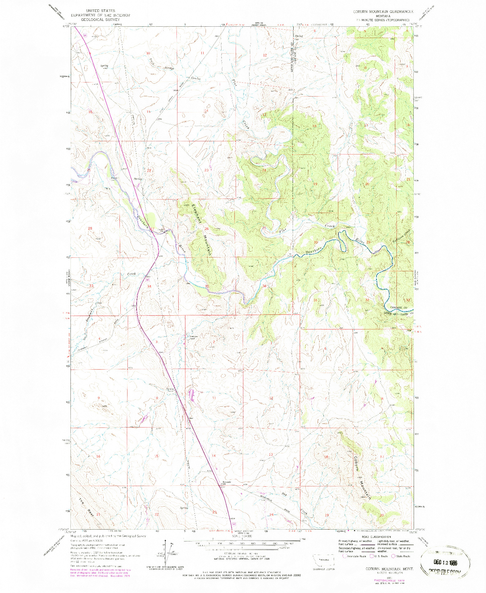 USGS 1:24000-SCALE QUADRANGLE FOR COBURN MOUNTAIN, MT 1961