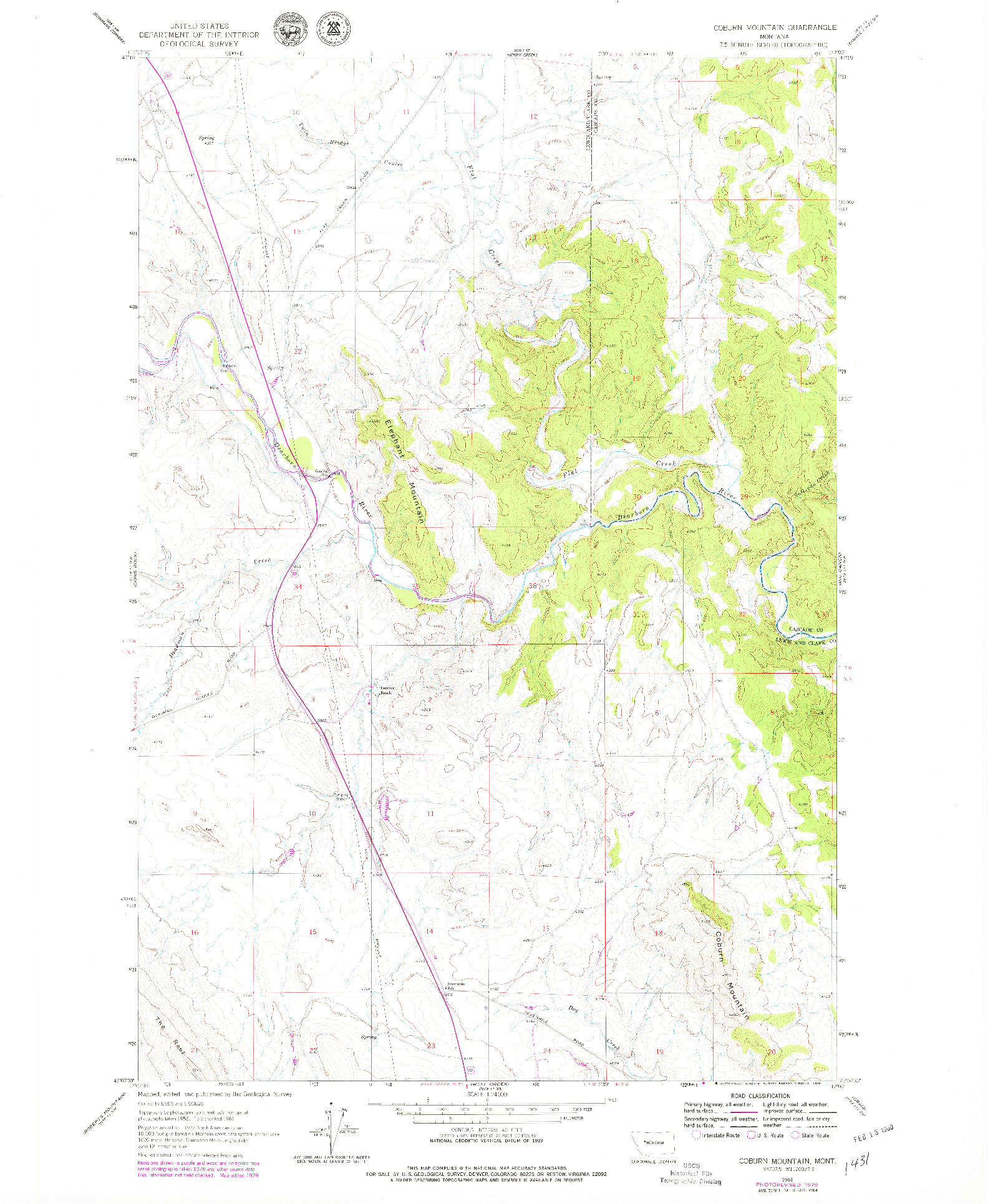 USGS 1:24000-SCALE QUADRANGLE FOR COBURN MOUNTAIN, MT 1961