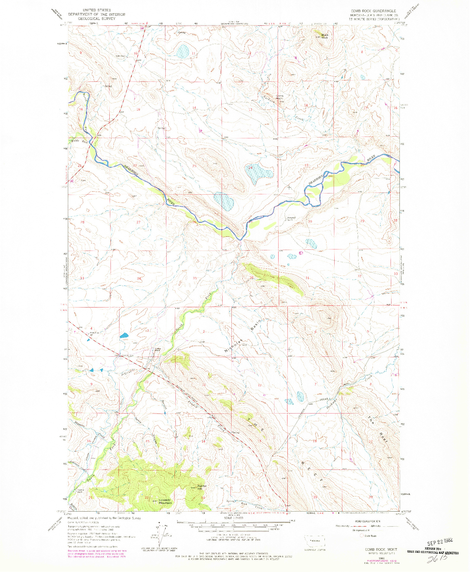 USGS 1:24000-SCALE QUADRANGLE FOR COMB ROCK, MT 1961