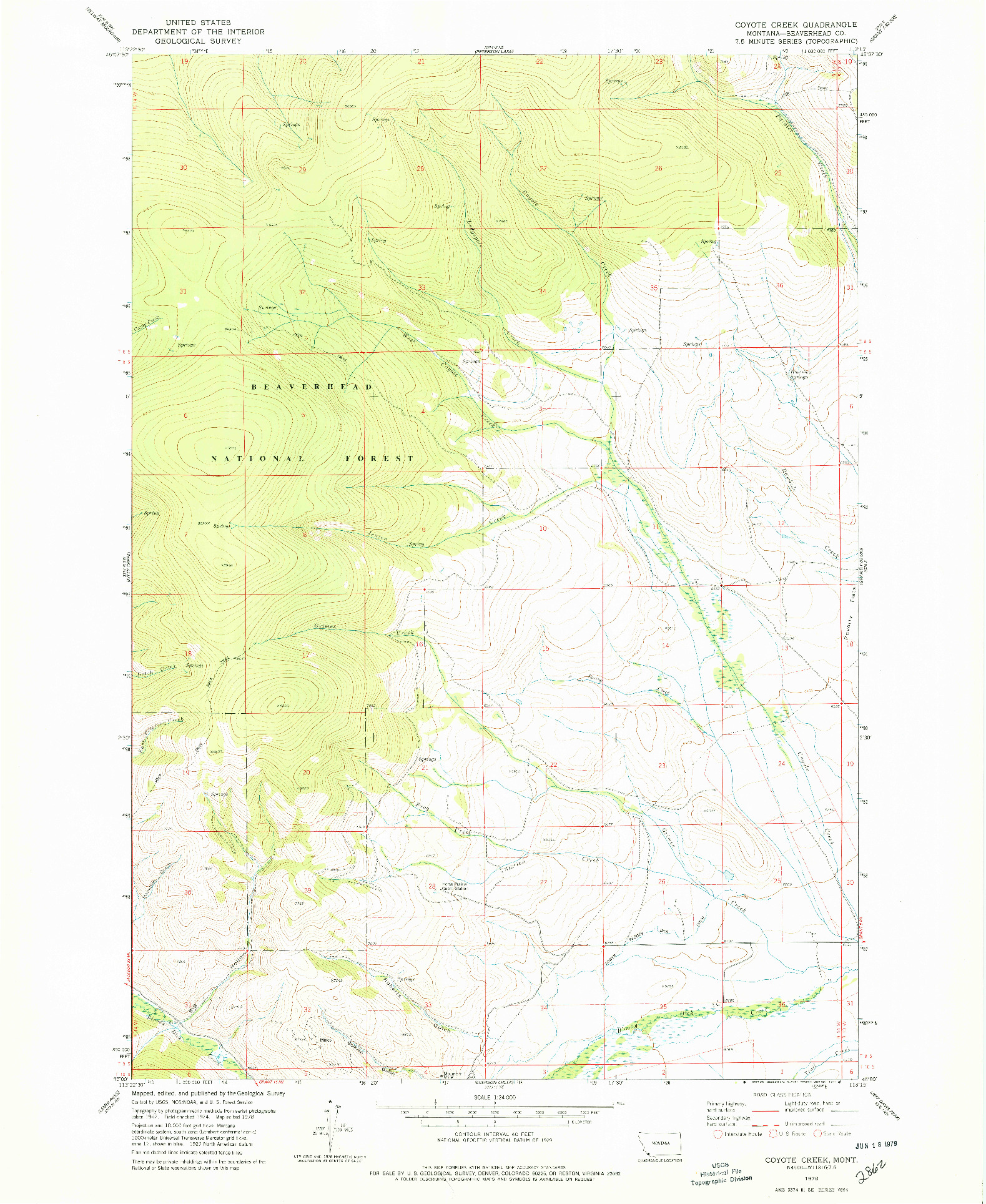 USGS 1:24000-SCALE QUADRANGLE FOR COYOTE CREEK, MT 1978