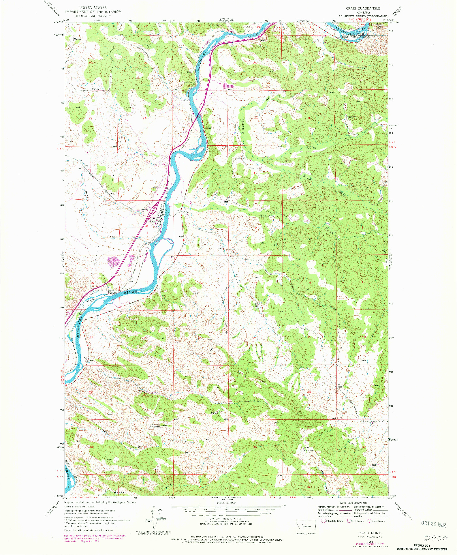 USGS 1:24000-SCALE QUADRANGLE FOR CRAIG, MT 1961