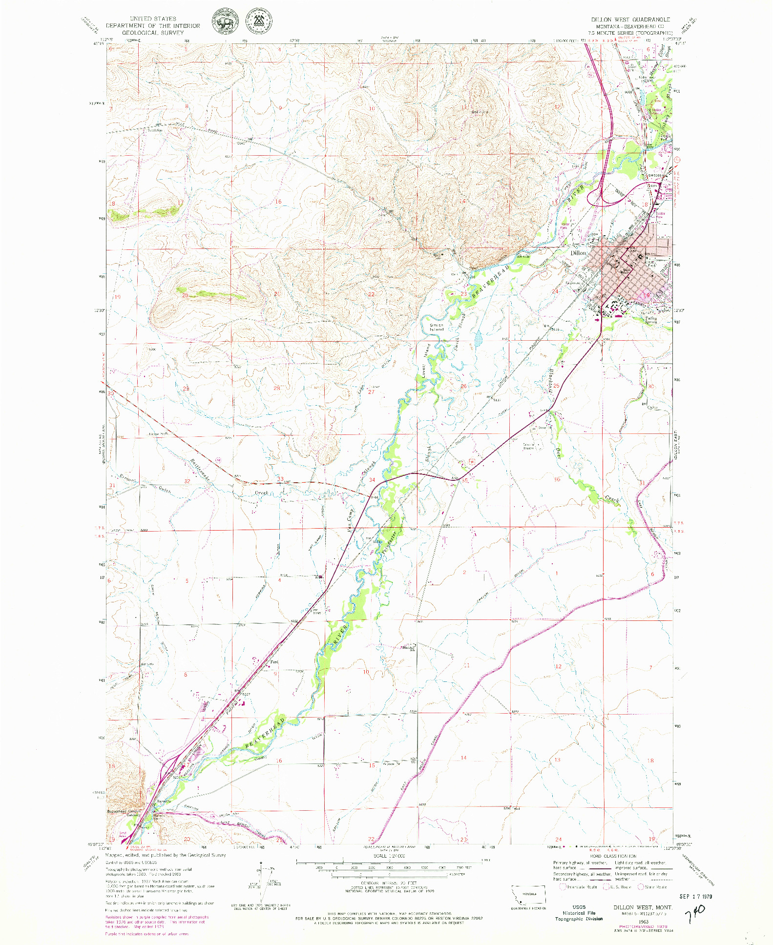 USGS 1:24000-SCALE QUADRANGLE FOR DILLON WEST, MT 1963