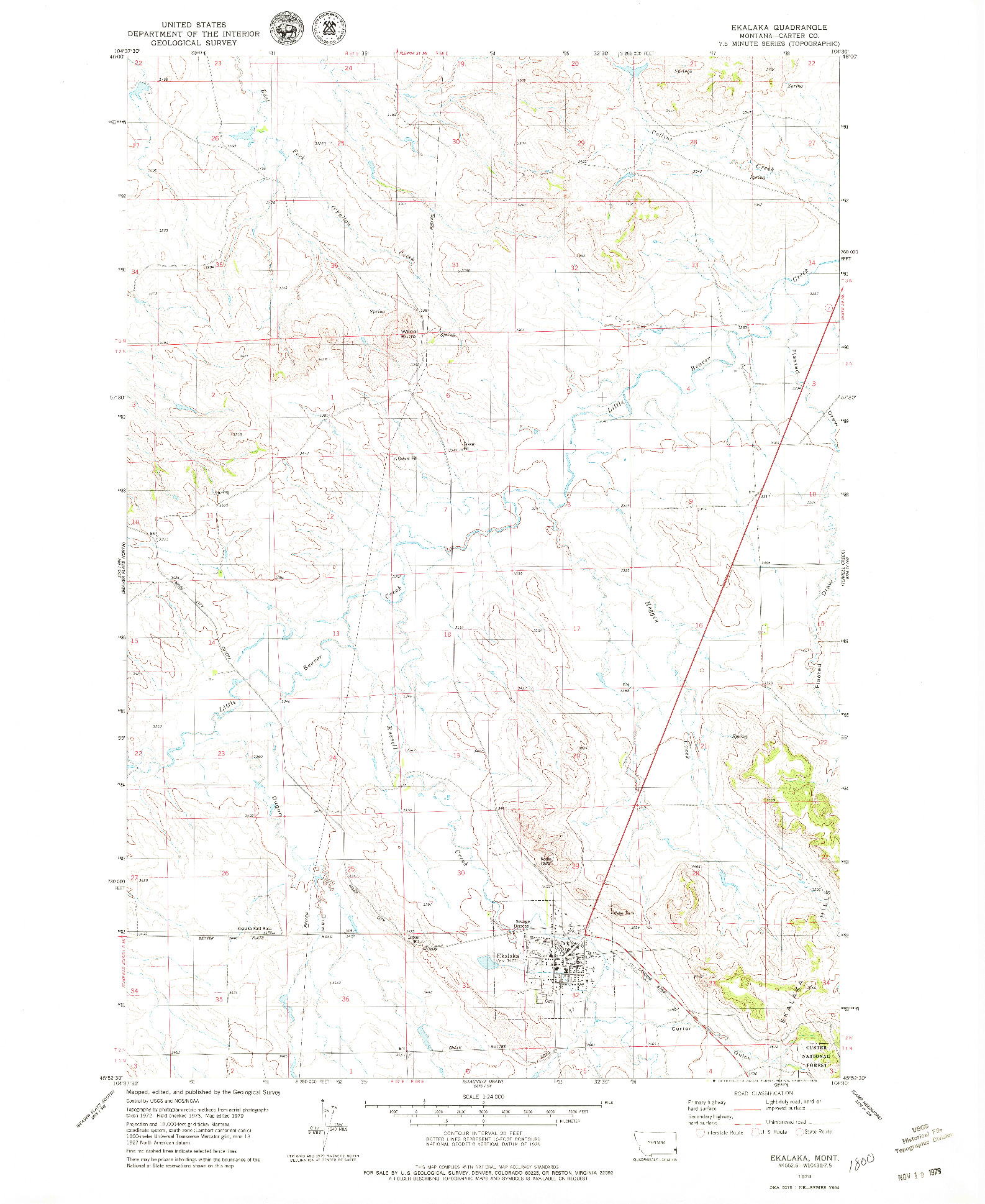 USGS 1:24000-SCALE QUADRANGLE FOR EKALAKA, MT 1979