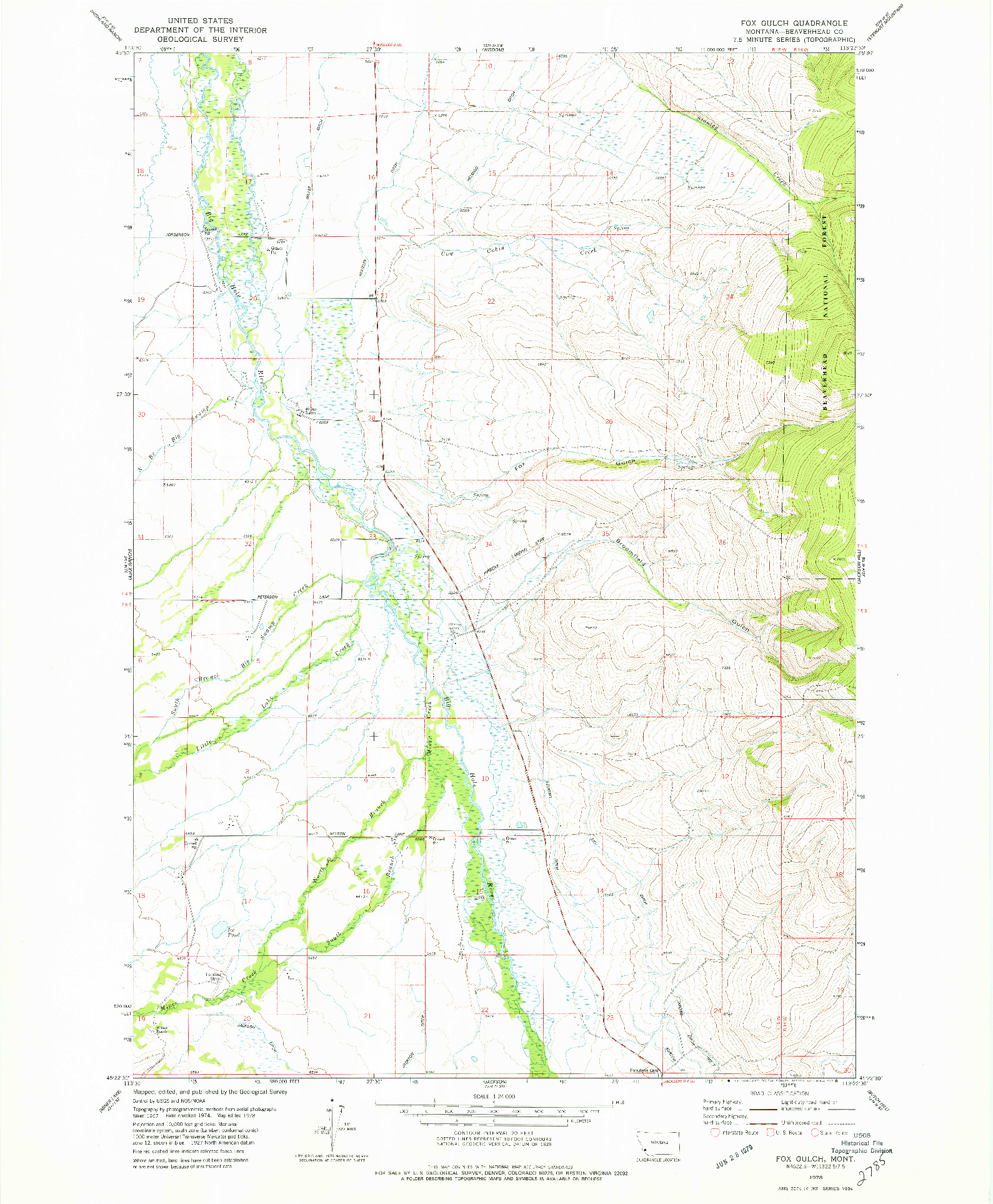 USGS 1:24000-SCALE QUADRANGLE FOR FOX GULCH, MT 1978