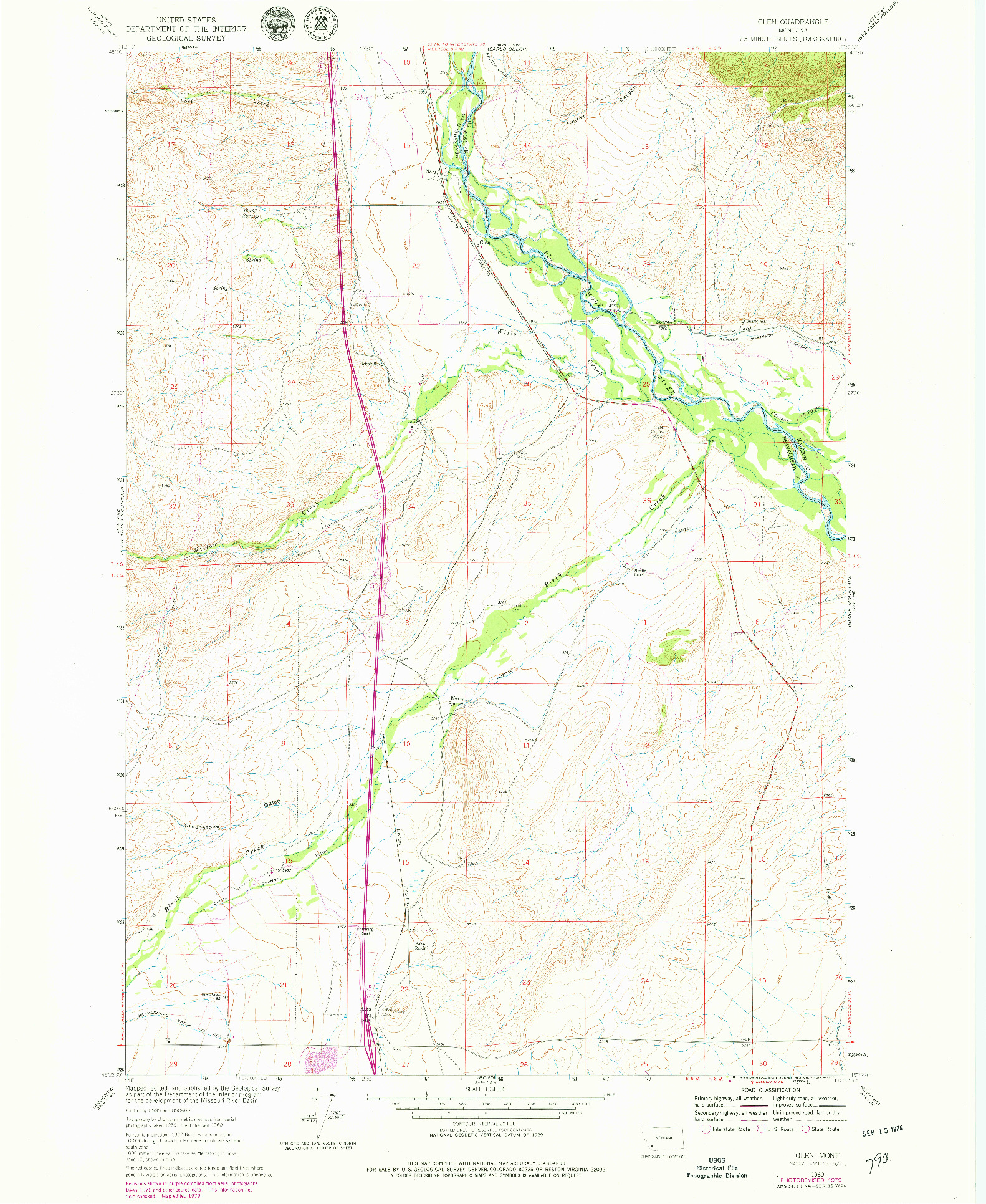 USGS 1:24000-SCALE QUADRANGLE FOR GLEN, MT 1960