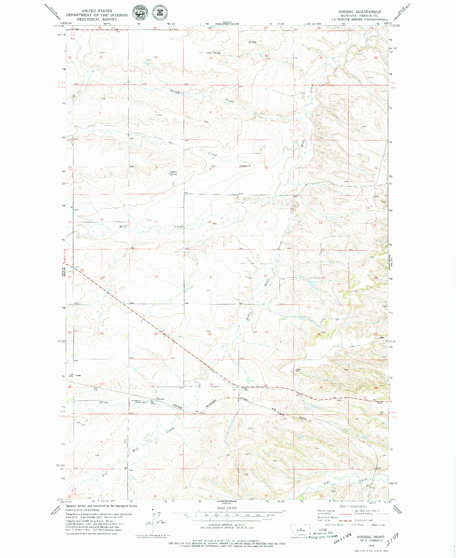 USGS 1:24000-SCALE QUADRANGLE FOR HOOSAC, MT 1978