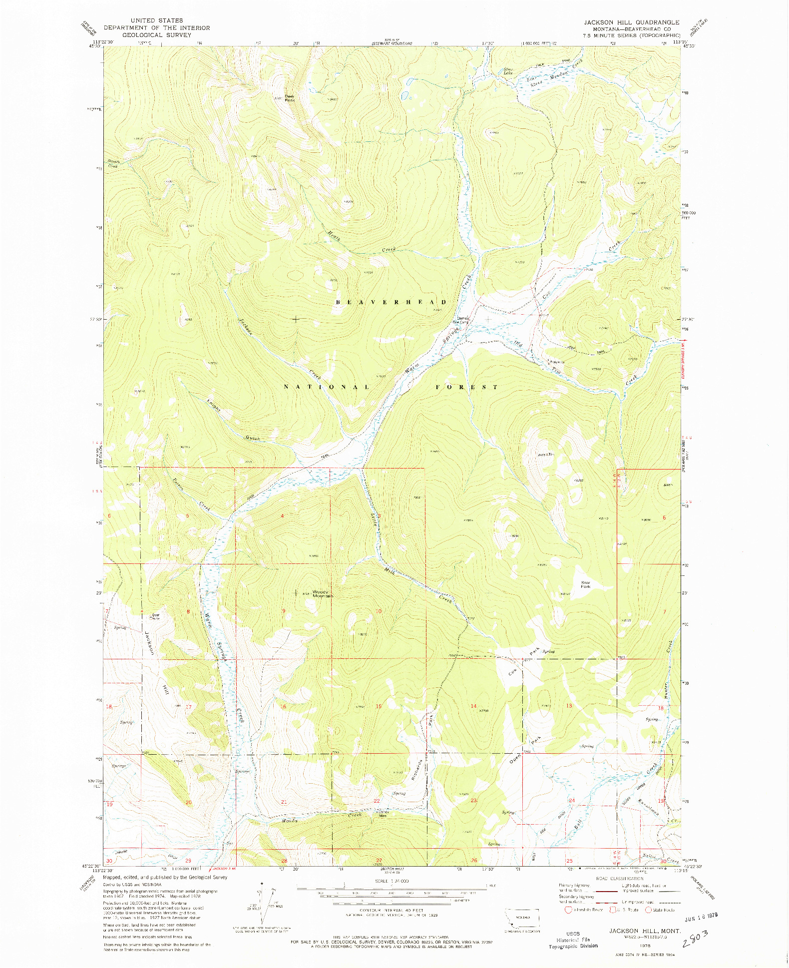 USGS 1:24000-SCALE QUADRANGLE FOR JACKSON HILL, MT 1978