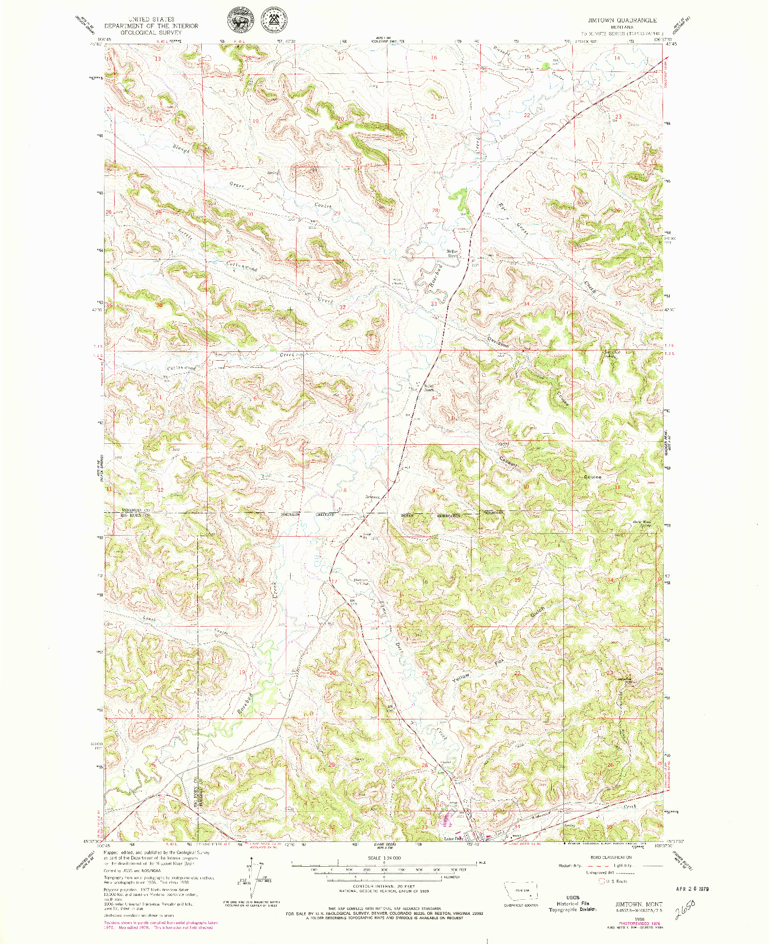 USGS 1:24000-SCALE QUADRANGLE FOR JIMTOWN, MT 1958