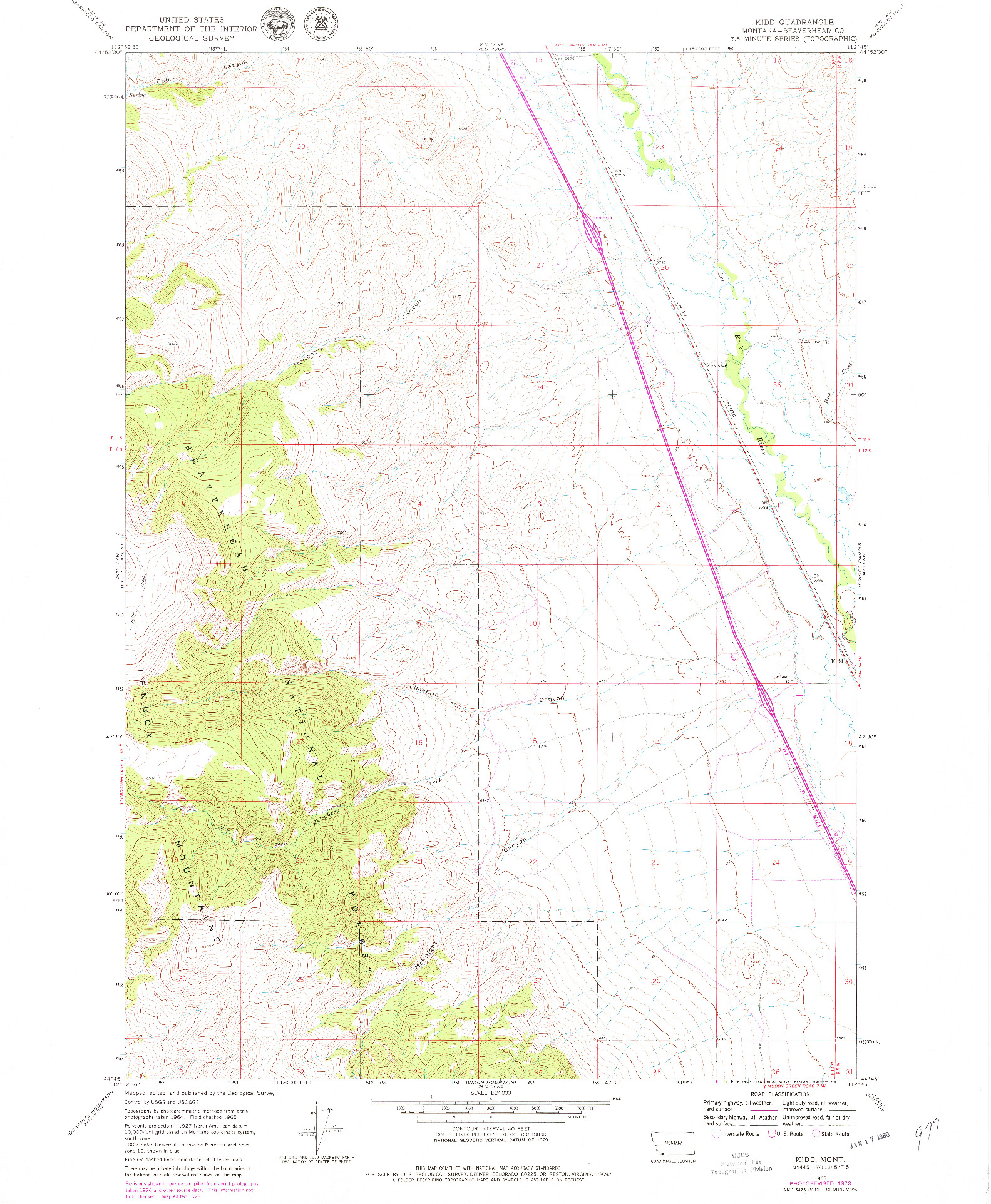 USGS 1:24000-SCALE QUADRANGLE FOR KIDD, MT 1965