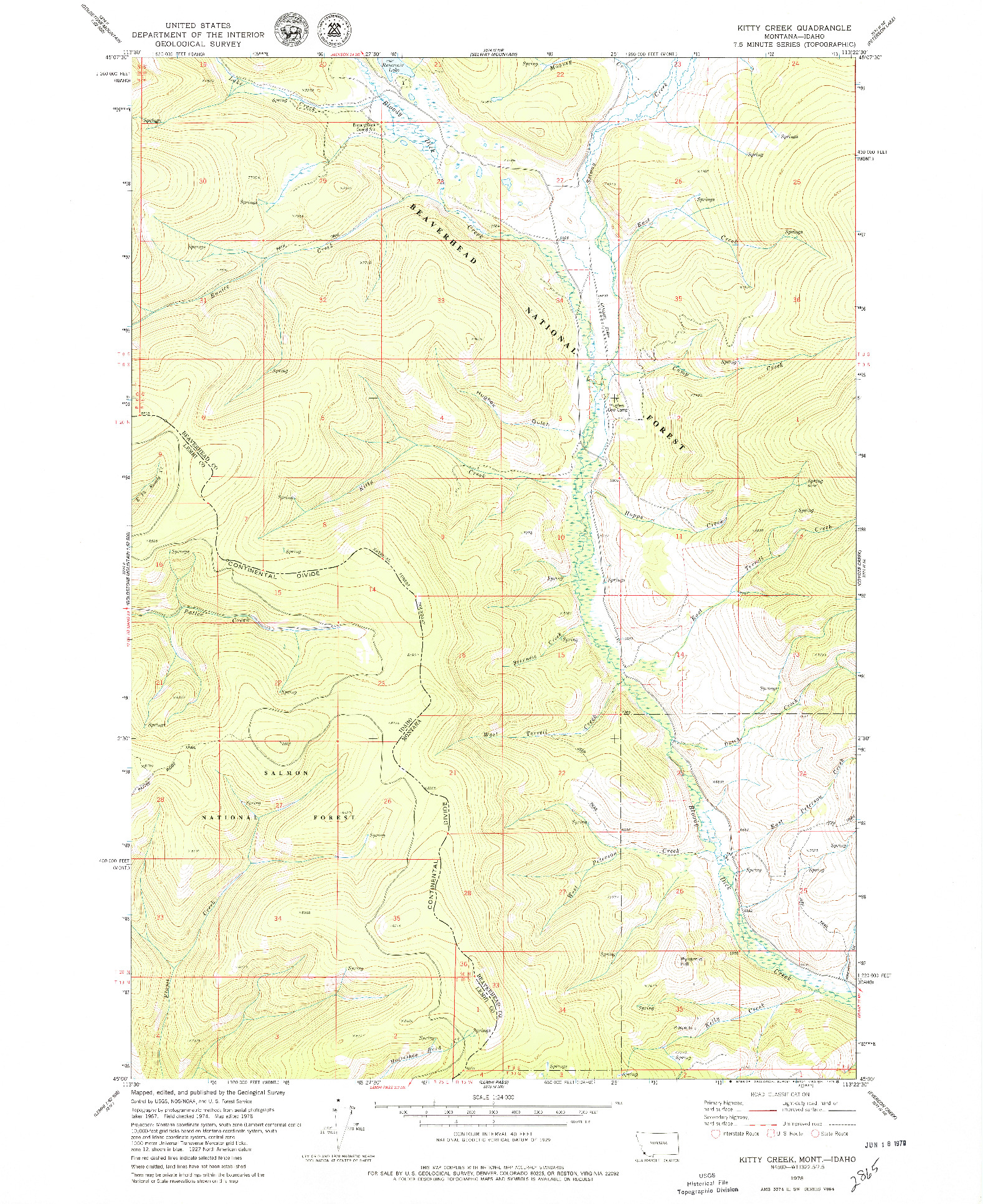 USGS 1:24000-SCALE QUADRANGLE FOR KITTY CREEK, MT 1978