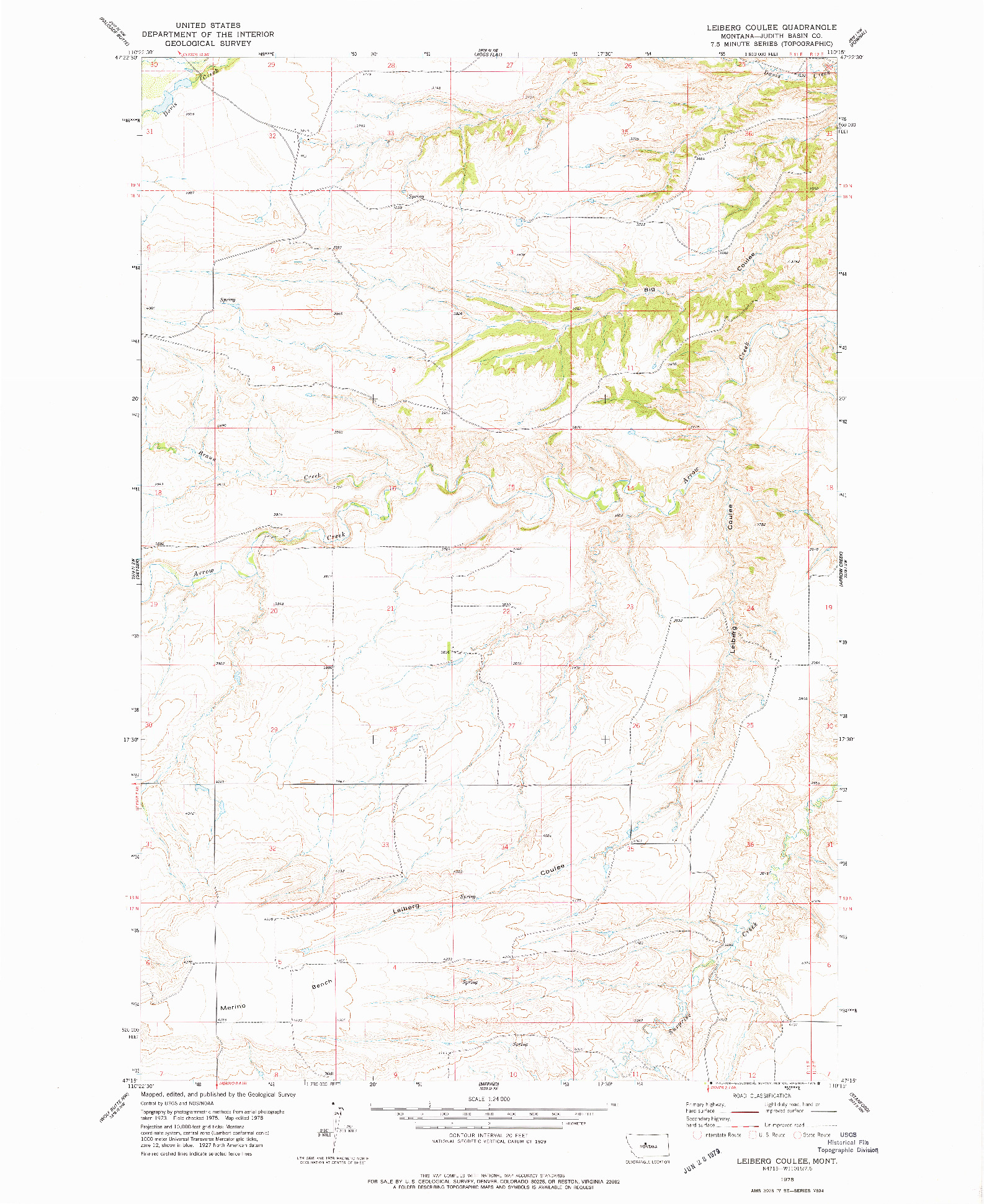 USGS 1:24000-SCALE QUADRANGLE FOR LEIBERG COULEE, MT 1978