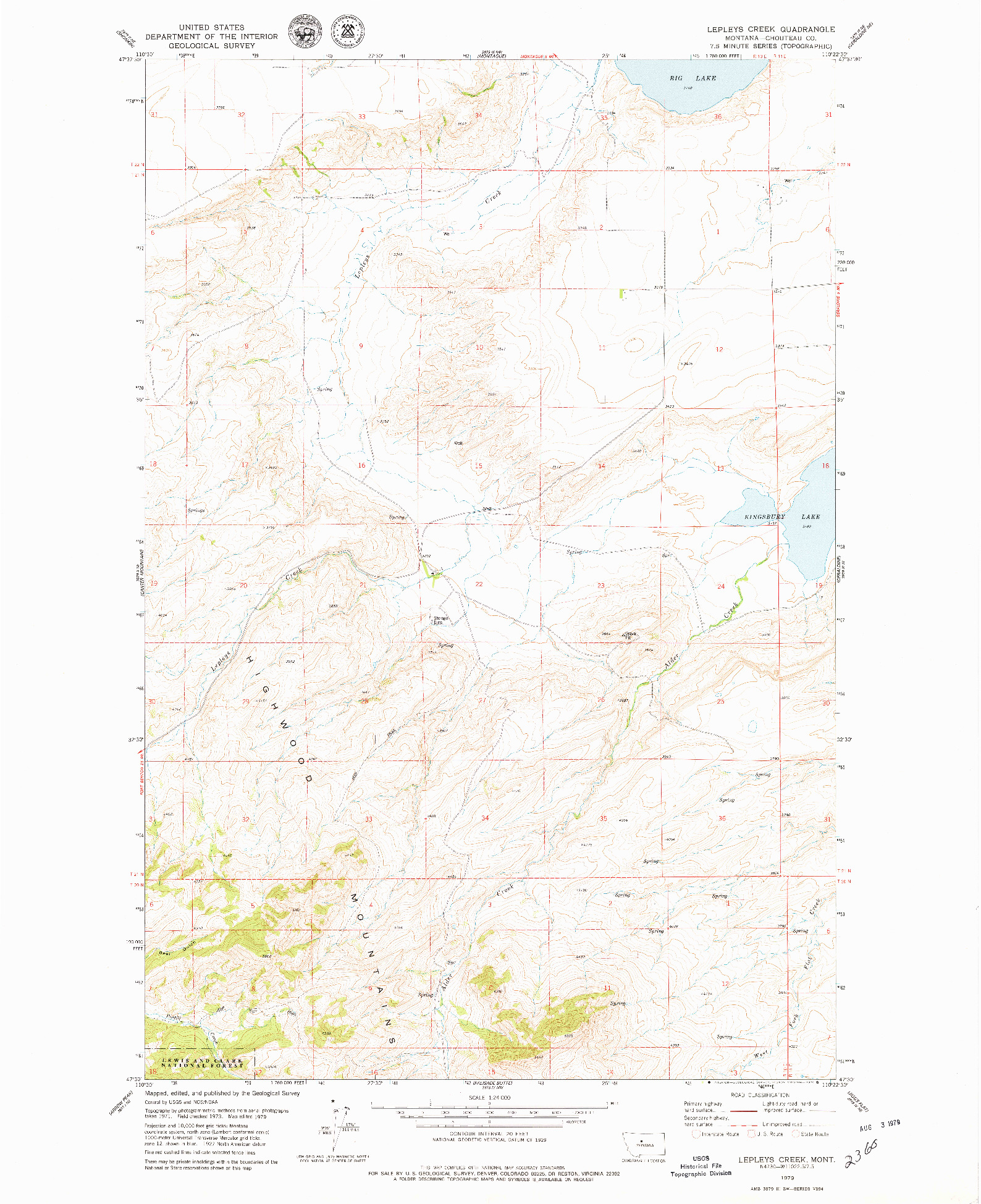 USGS 1:24000-SCALE QUADRANGLE FOR LEPLEYS CREEK, MT 1979