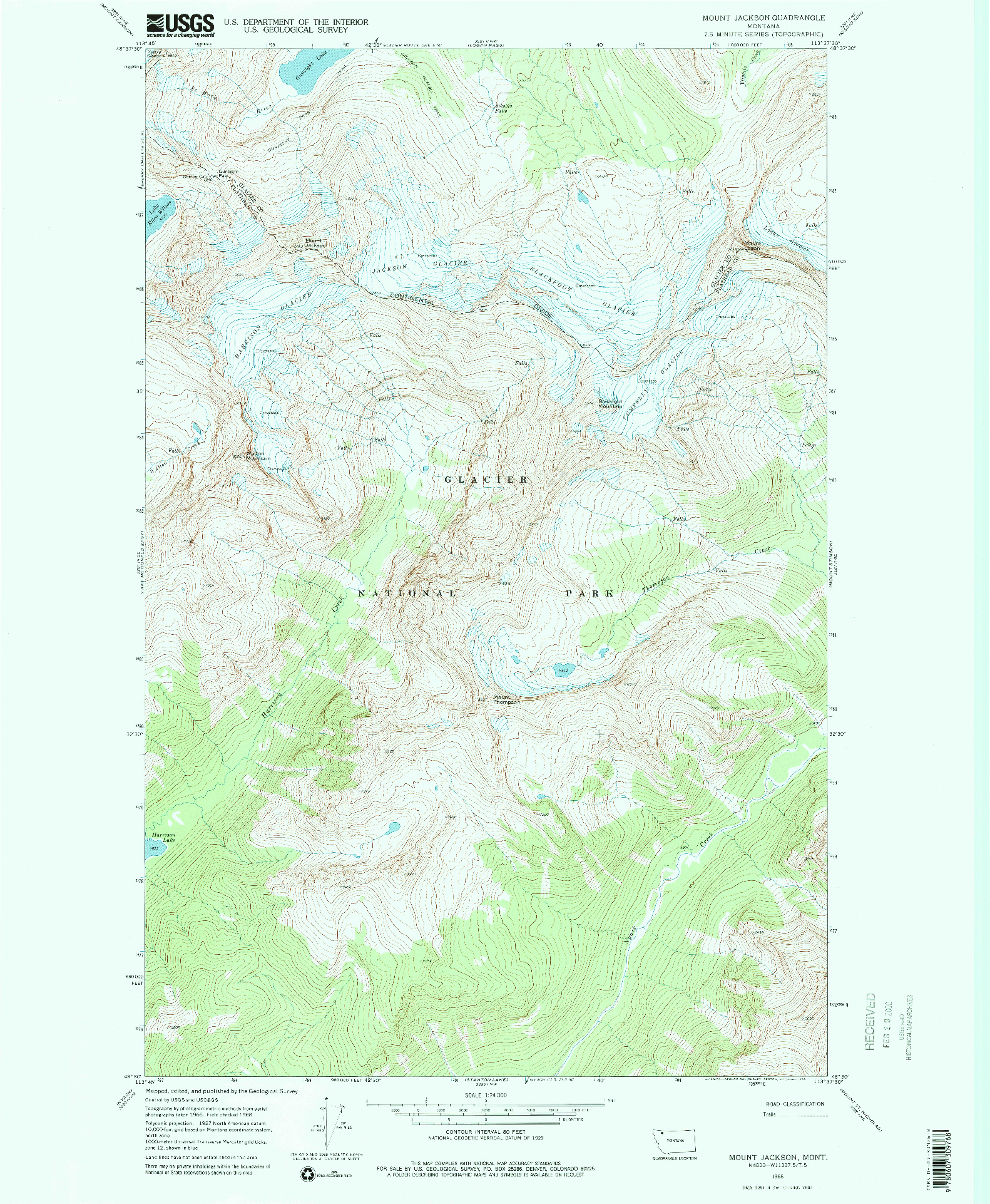 USGS 1:24000-SCALE QUADRANGLE FOR MOUNT JACKSON, MT 1968