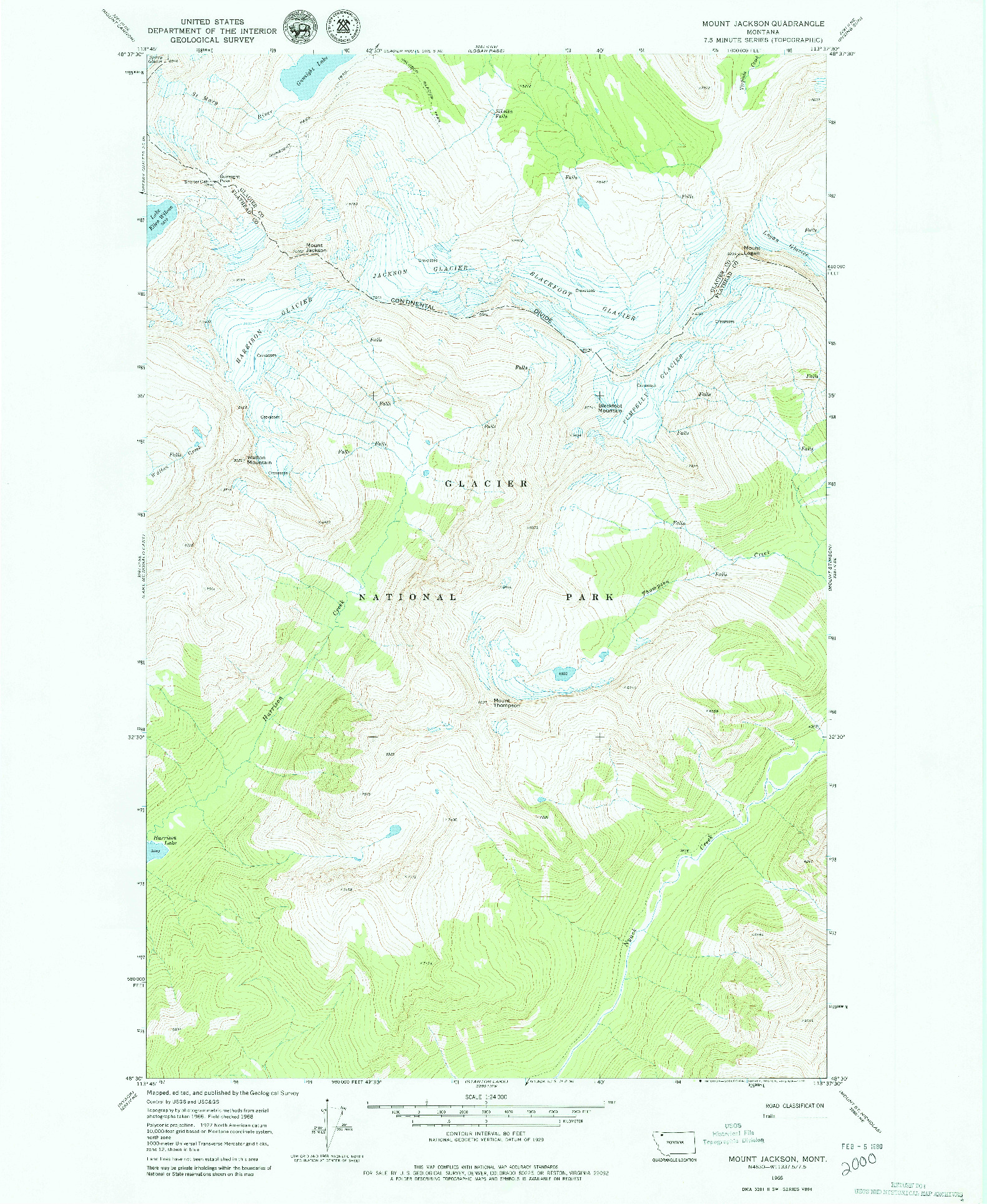 USGS 1:24000-SCALE QUADRANGLE FOR MOUNT JACKSON, MT 1968