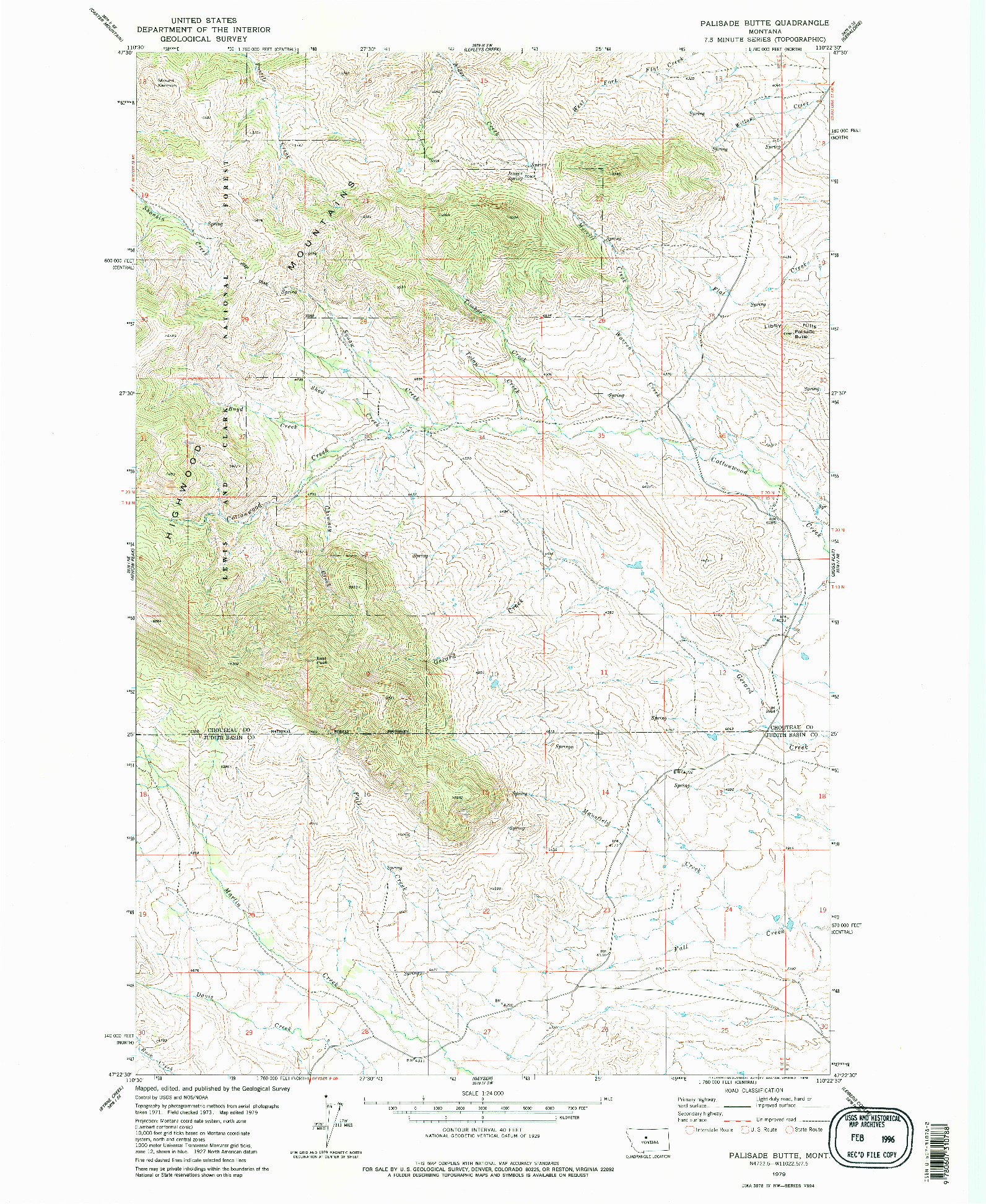 USGS 1:24000-SCALE QUADRANGLE FOR PALISADE BUTTE, MT 1979