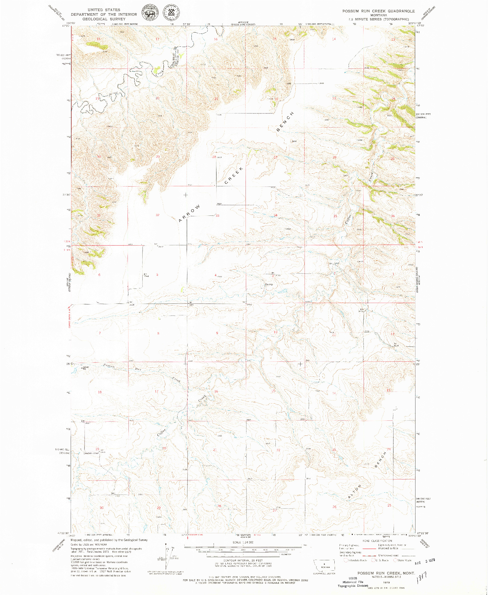 USGS 1:24000-SCALE QUADRANGLE FOR POSSUM RUN CREEK, MT 1979