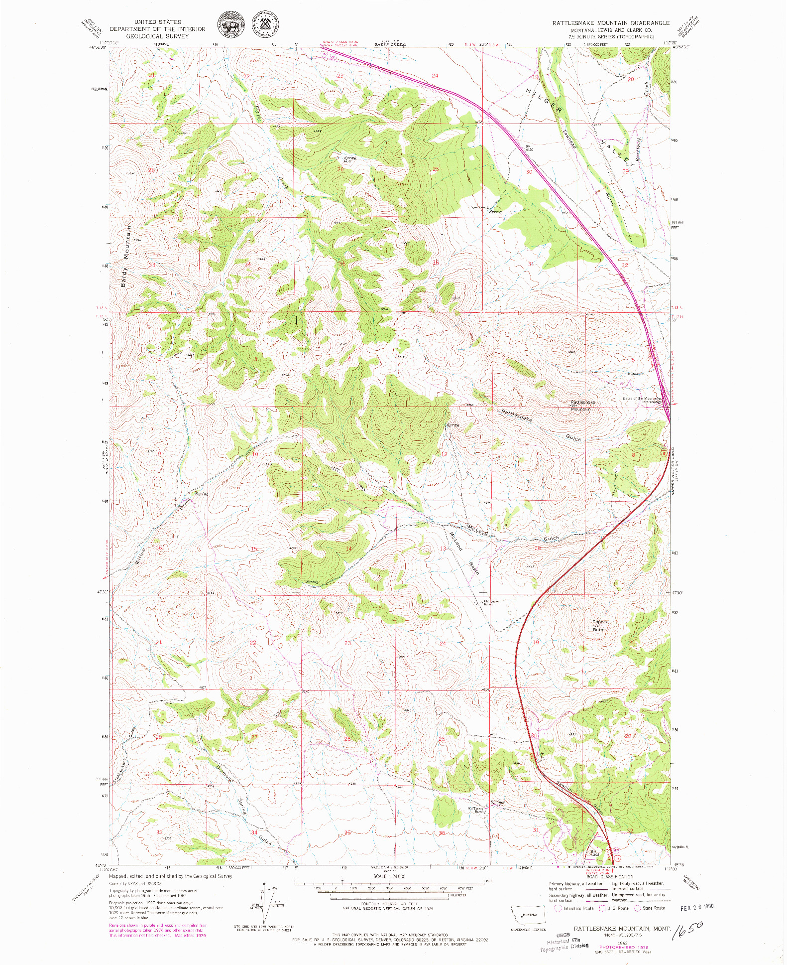 USGS 1:24000-SCALE QUADRANGLE FOR RATTLESNAKE MOUNTAIN, MT 1962