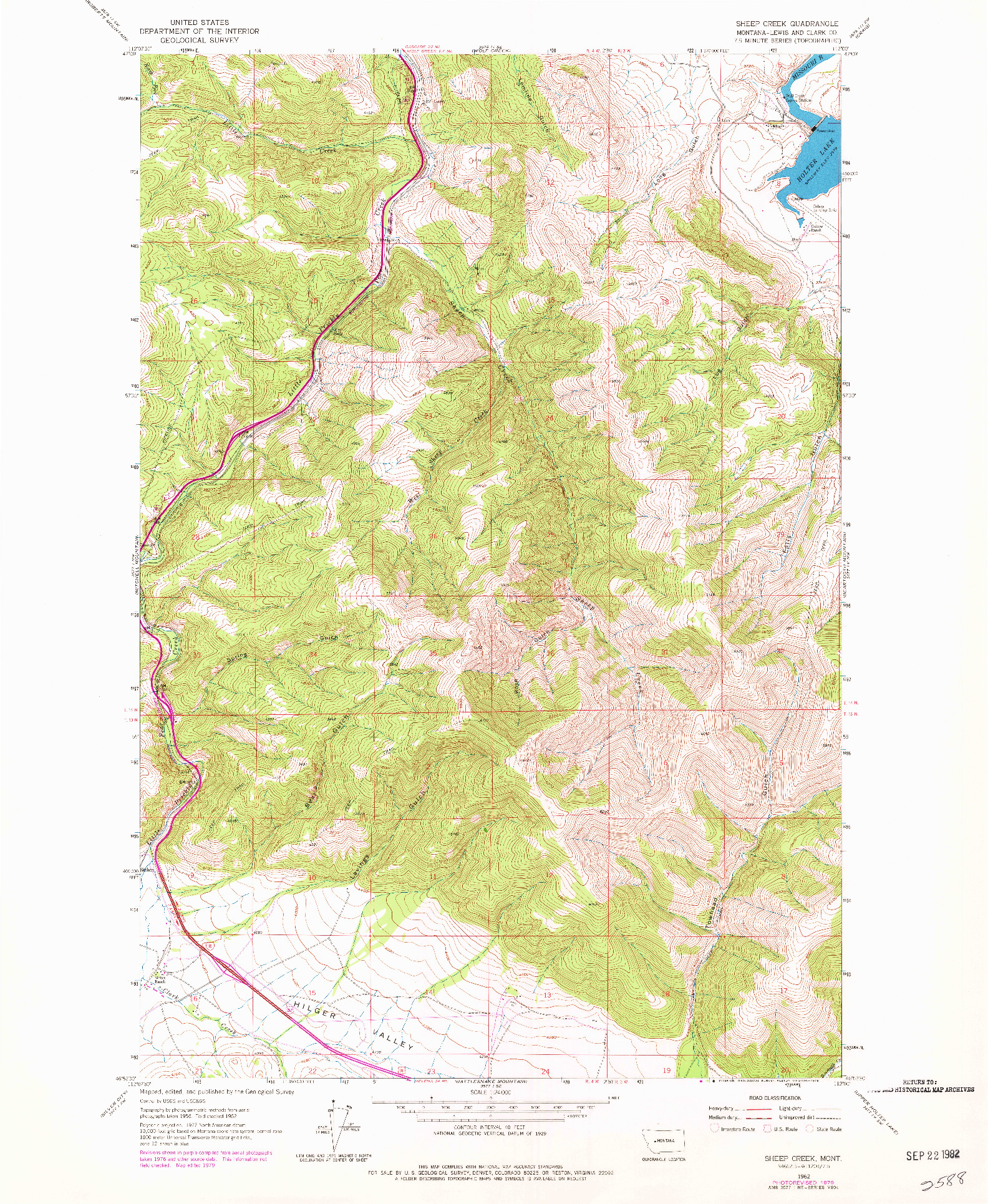 USGS 1:24000-SCALE QUADRANGLE FOR SHEEP CREEK, MT 1962