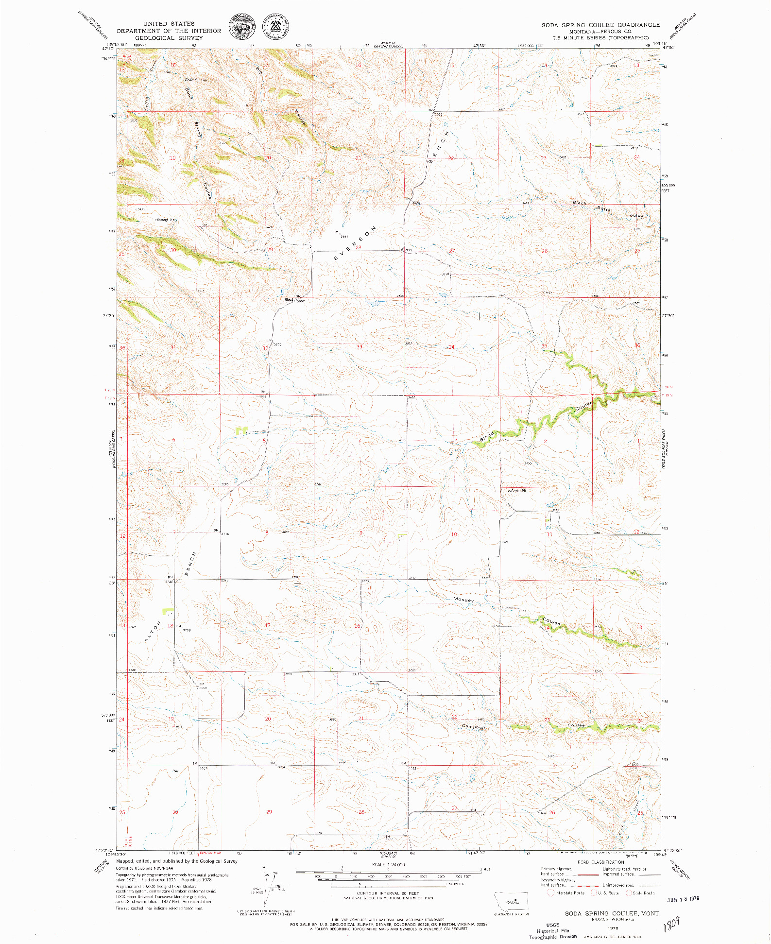 USGS 1:24000-SCALE QUADRANGLE FOR SODA SPRING COULEE, MT 1978