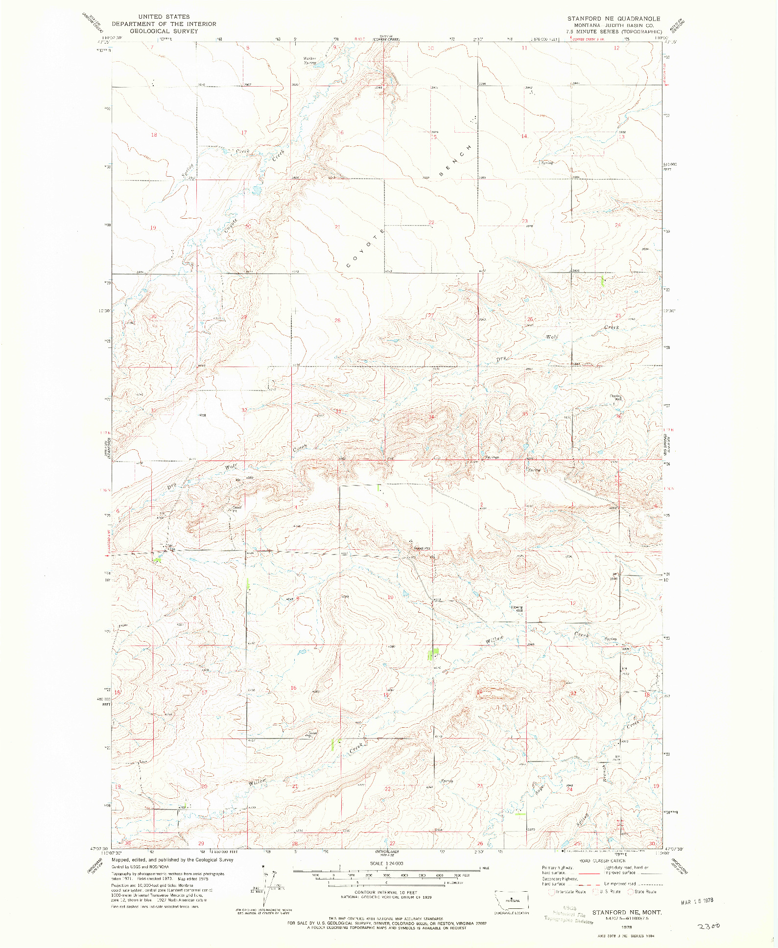USGS 1:24000-SCALE QUADRANGLE FOR STANFORD NE, MT 1978