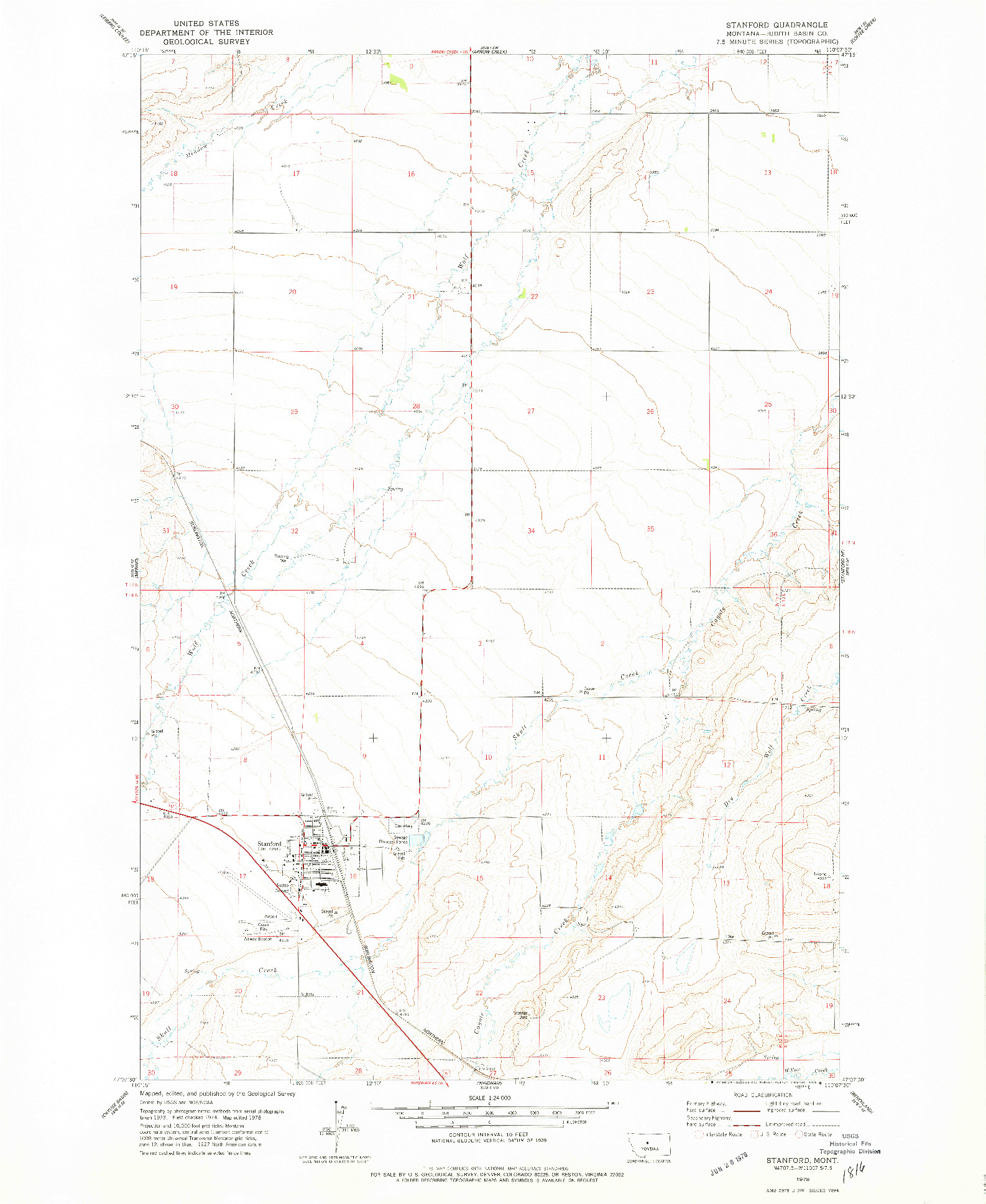 USGS 1:24000-SCALE QUADRANGLE FOR STANFORD, MT 1978