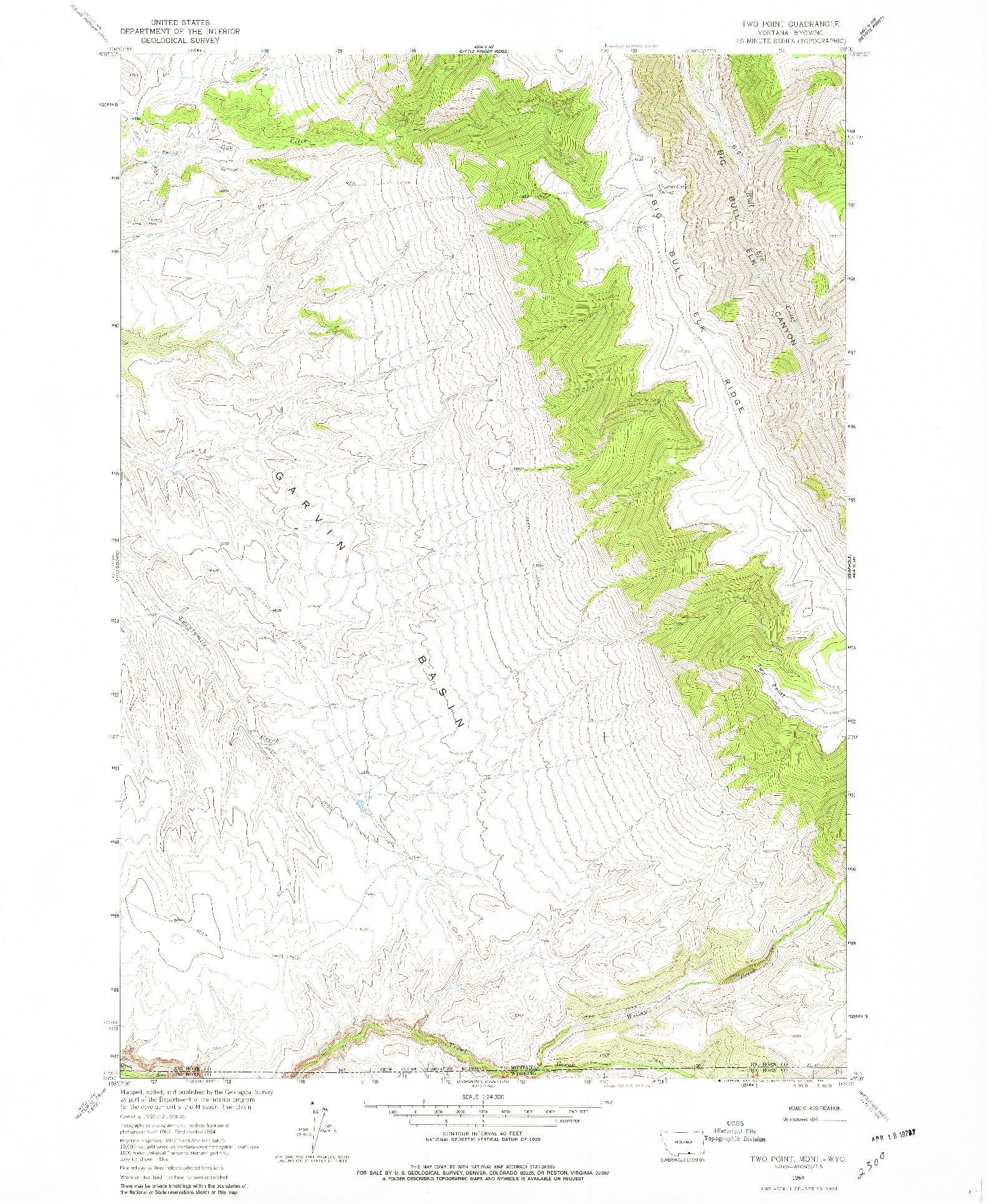 USGS 1:24000-SCALE QUADRANGLE FOR TWO POINT, MT 1964