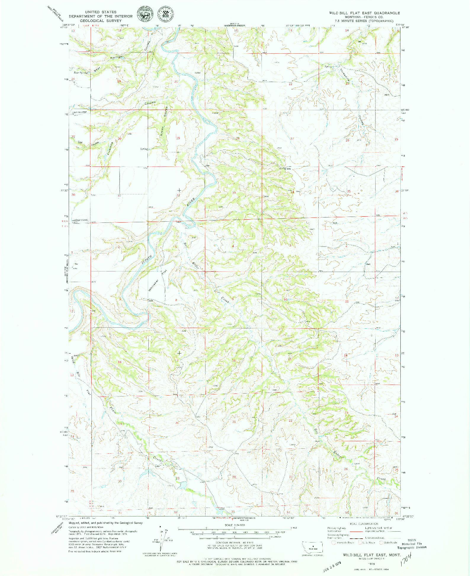 USGS 1:24000-SCALE QUADRANGLE FOR WILD BILL FLAT EAST, MT 1978