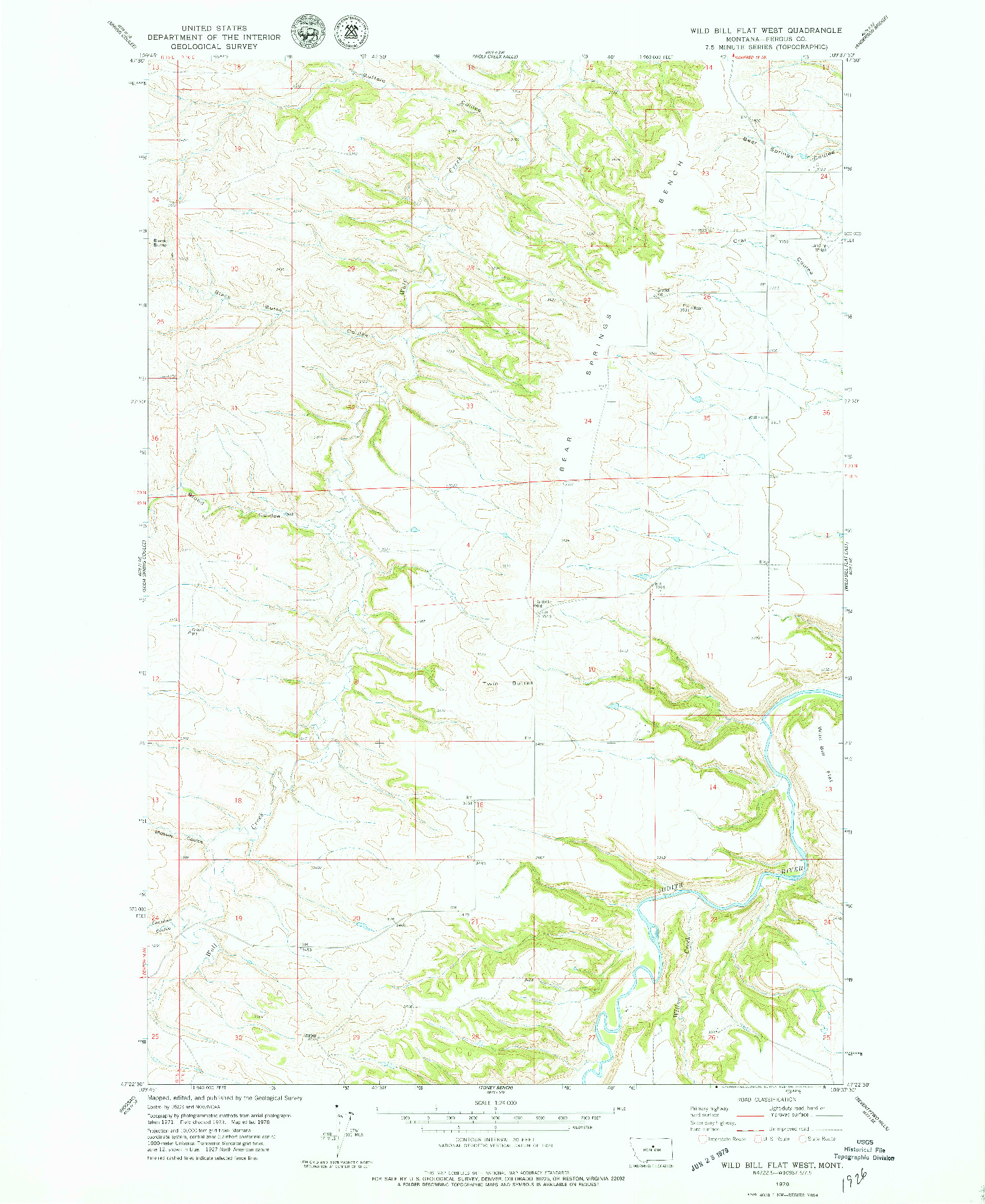 USGS 1:24000-SCALE QUADRANGLE FOR WILD BILL FLAT WEST, MT 1978