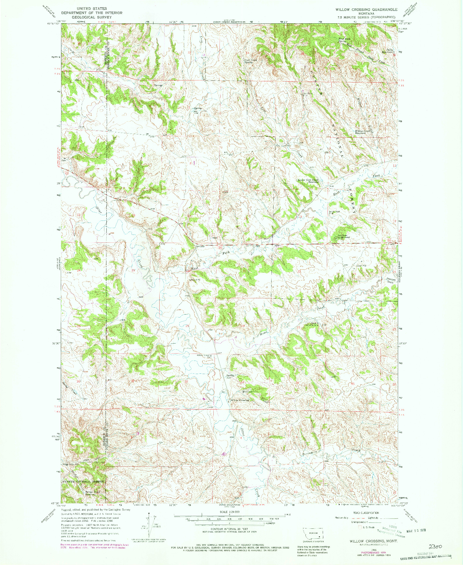 USGS 1:24000-SCALE QUADRANGLE FOR WILLOW CROSSING, MT 1966