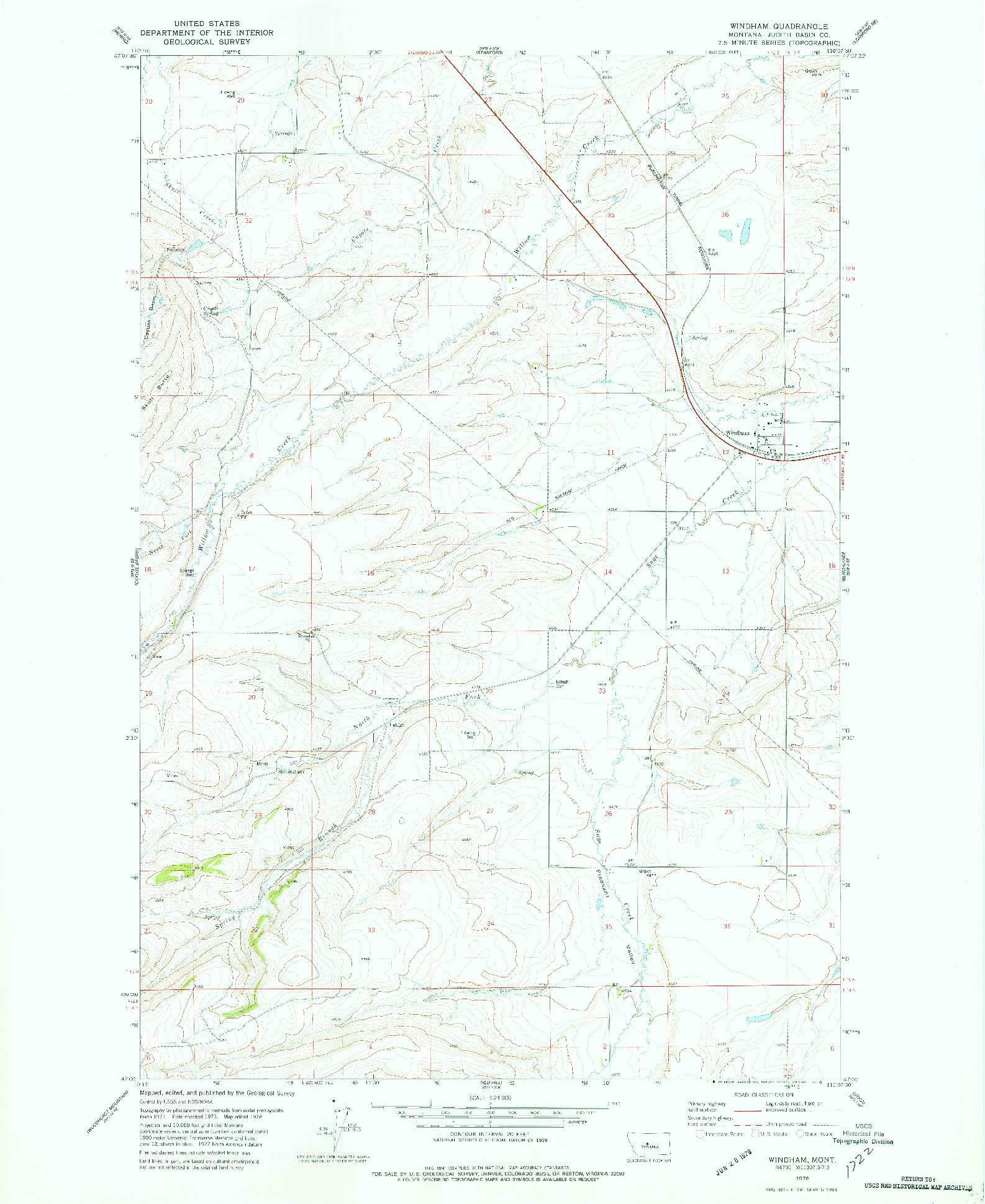USGS 1:24000-SCALE QUADRANGLE FOR WINDHAM, MT 1978
