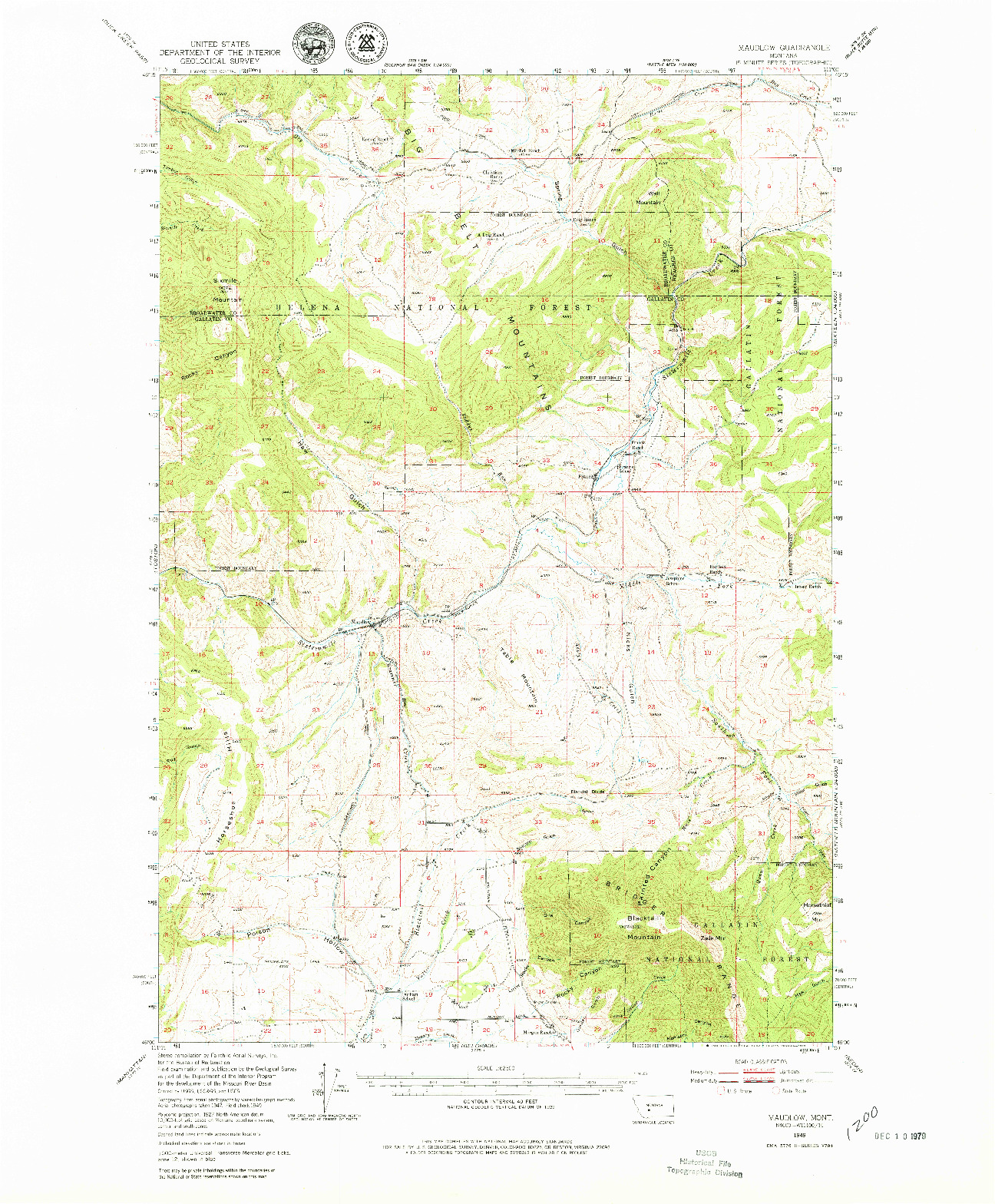 USGS 1:62500-SCALE QUADRANGLE FOR MAUDLOW, MT 1949