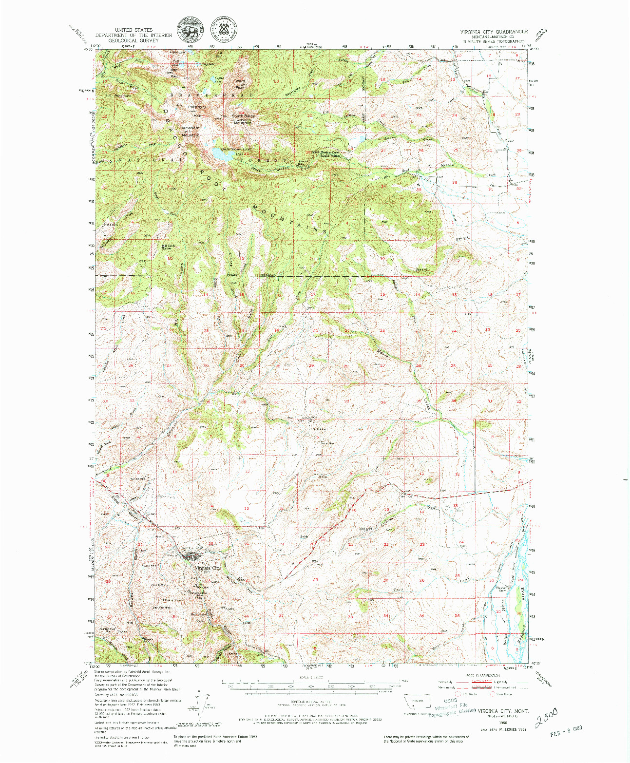 USGS 1:62500-SCALE QUADRANGLE FOR VIRGINIA CITY, MT 1950