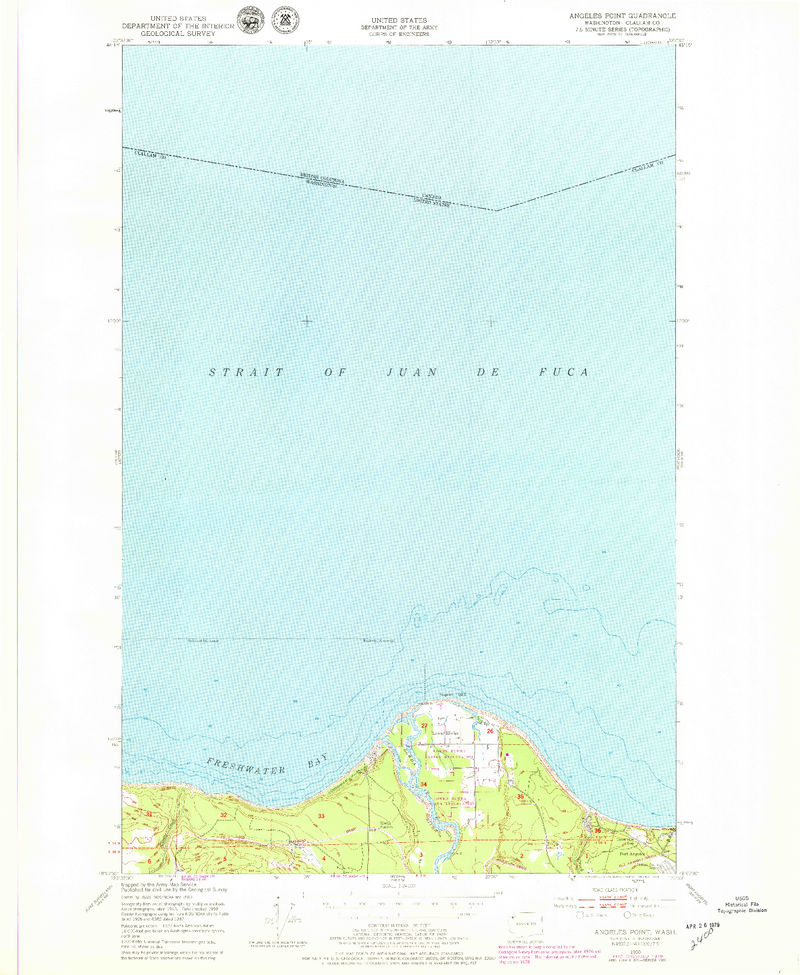 USGS 1:24000-SCALE QUADRANGLE FOR ANGELES POINT, WA 1950